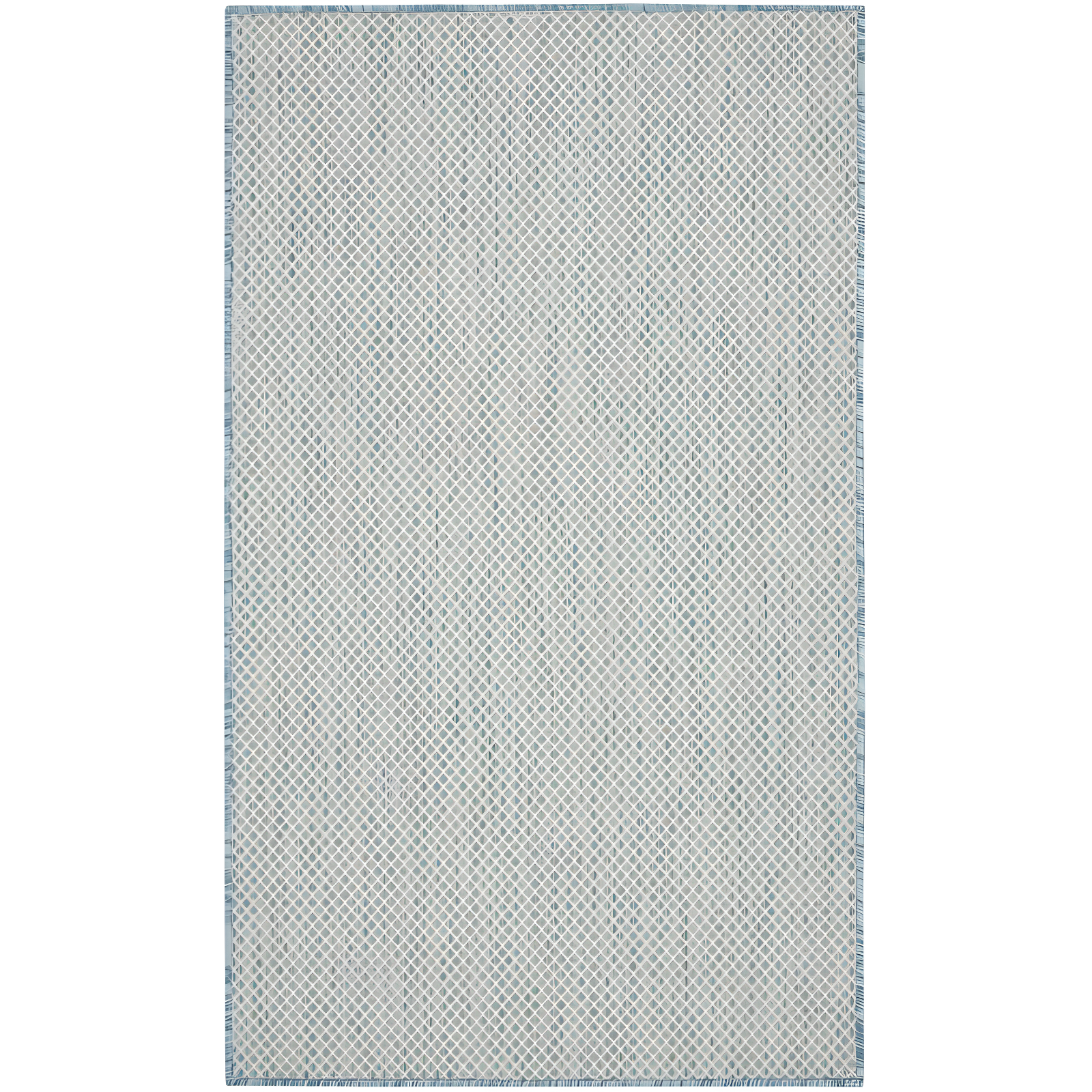 Ivory Aqua Geometric Flat Woven Synthetic Rug 3' x 5'