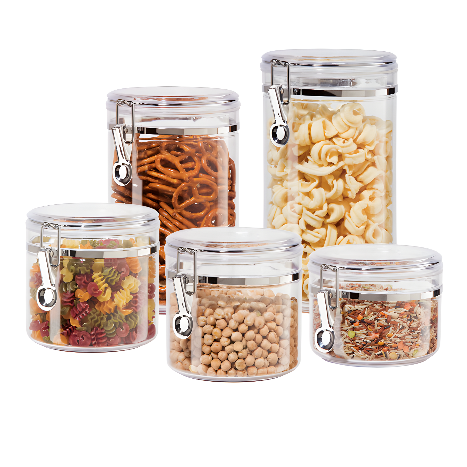 Clear BPA-Free Plastic 5-Piece Kitchen Canister Set