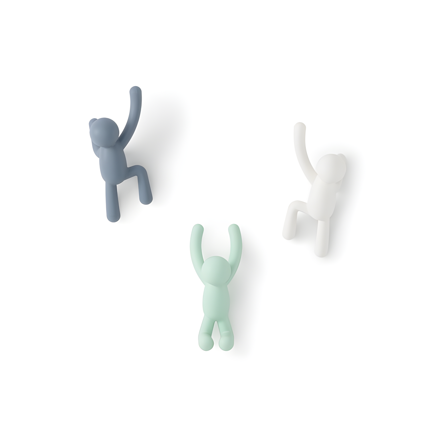 Multi-Colored Plastic Buddy Wall Hooks Set of 3