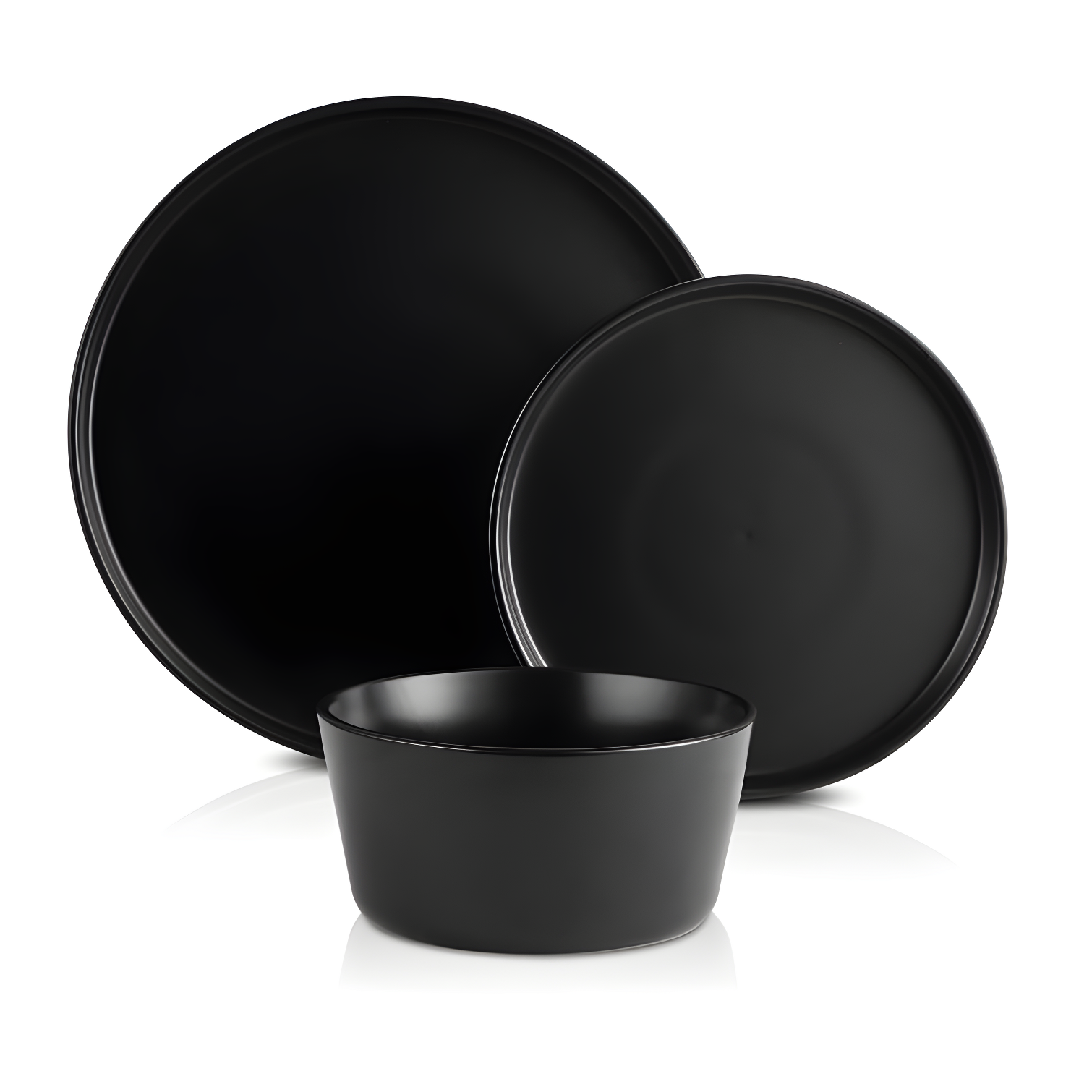 Black Matte Ceramic 24-Piece Dinnerware Set, Service for 8