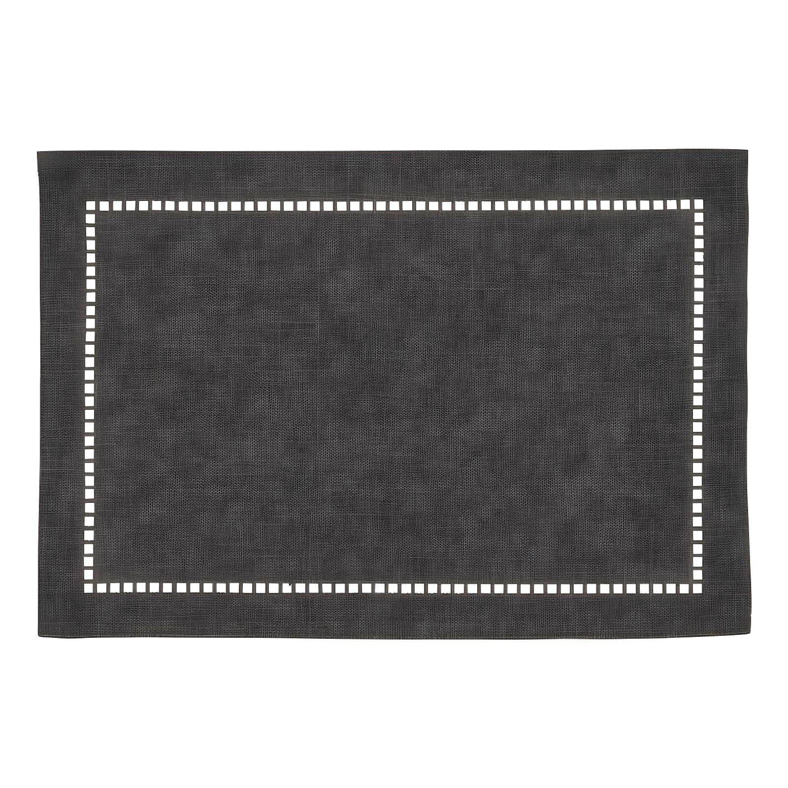 Charcoal Gray Laser-Cut Hemstitch Fabric Placemats Set of 4