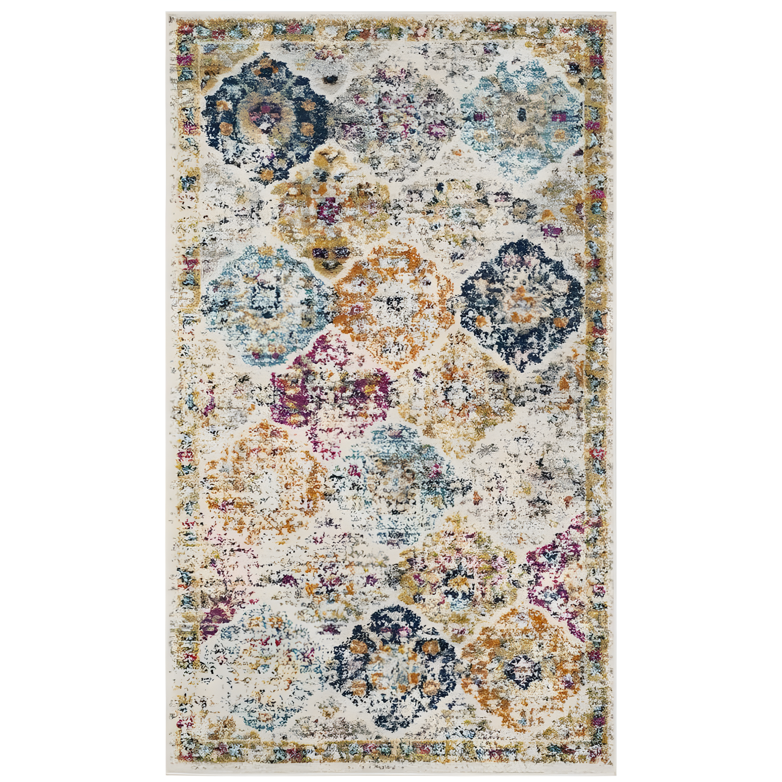 Madison 3' x 5' Blue and Cream Hand-Knotted Area Rug