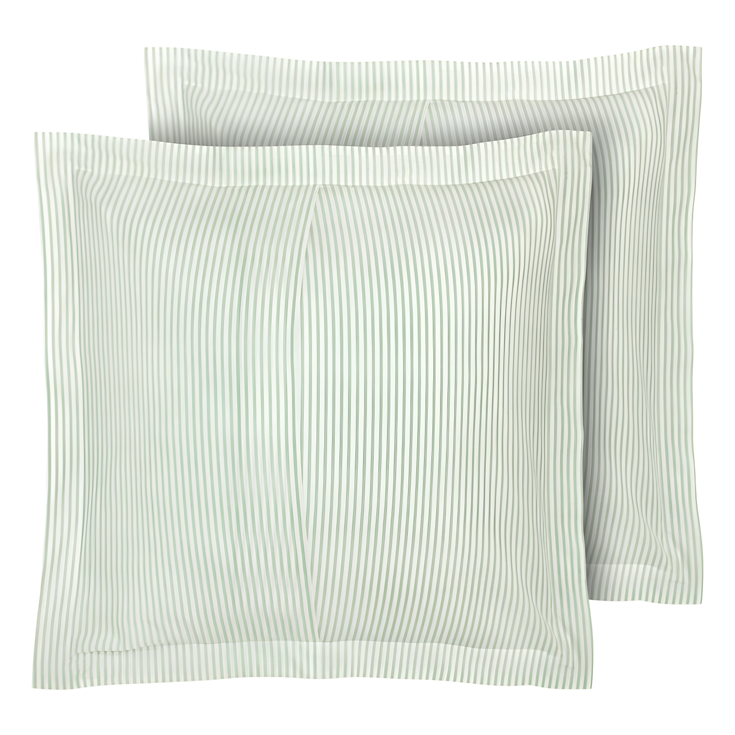 Green Ticking Stripe Cotton Euro Sham Set