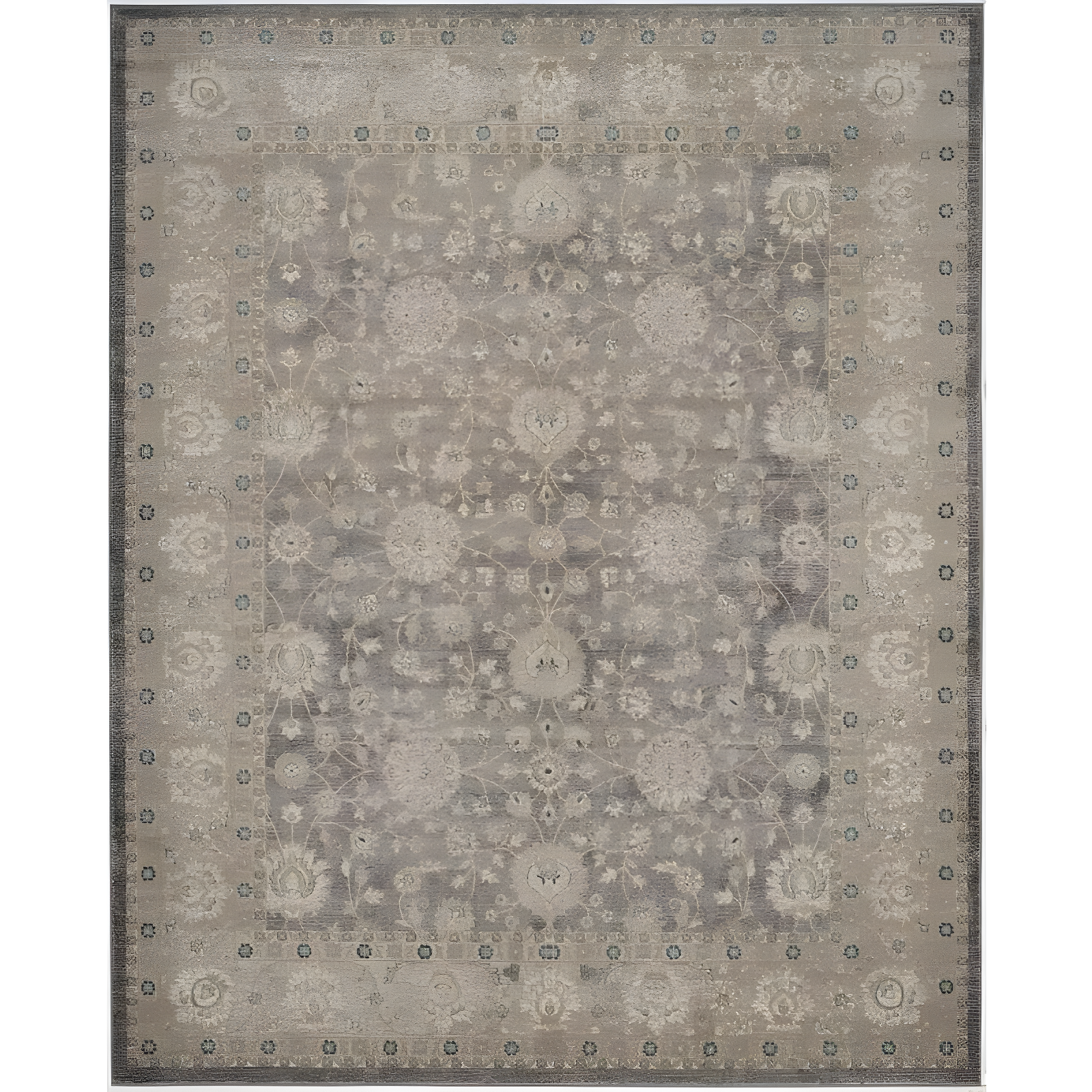 Light Grey and Beige 10' x 14' Synthetic Area Rug