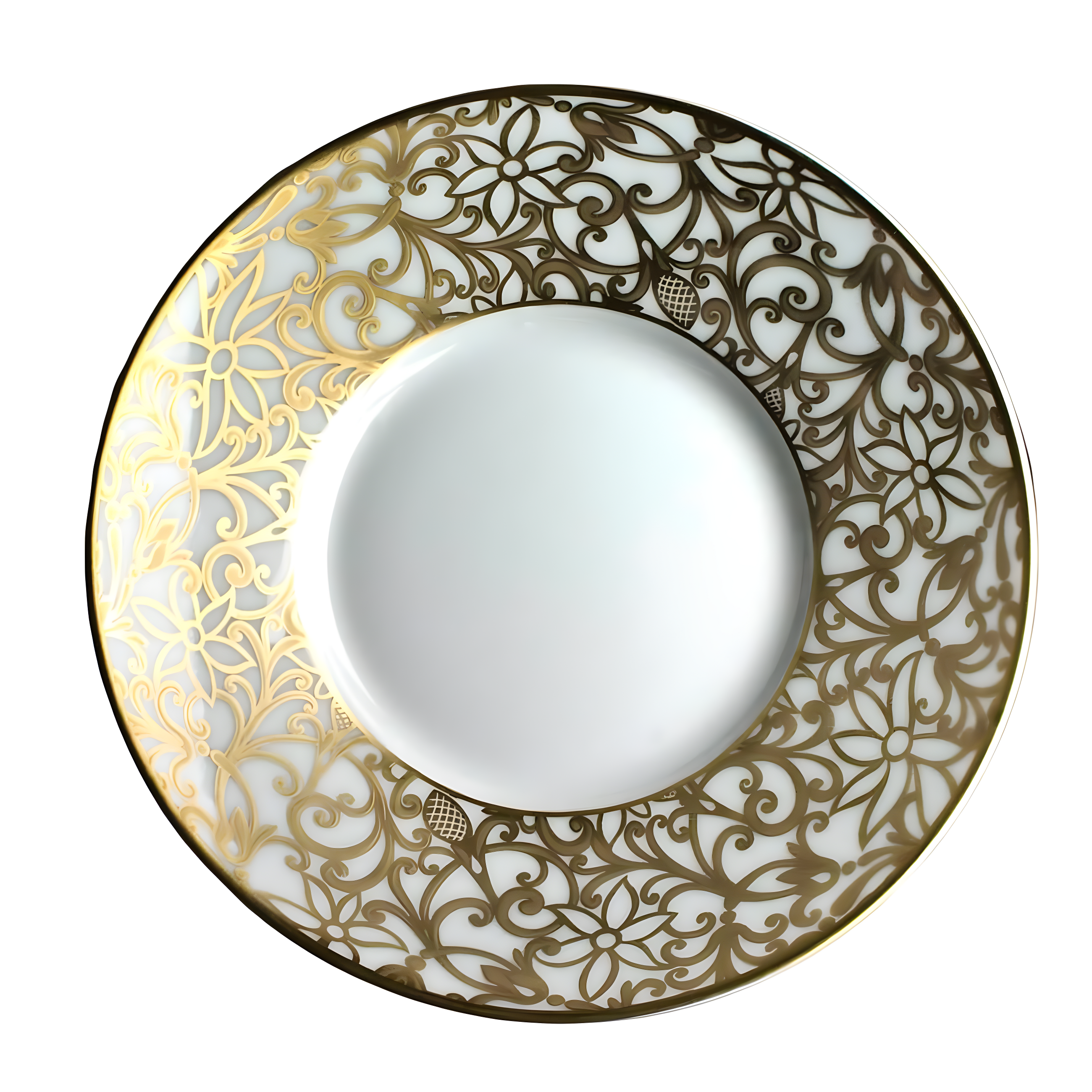 Gold Floral Ceramic Tea Saucer with Intricate Design