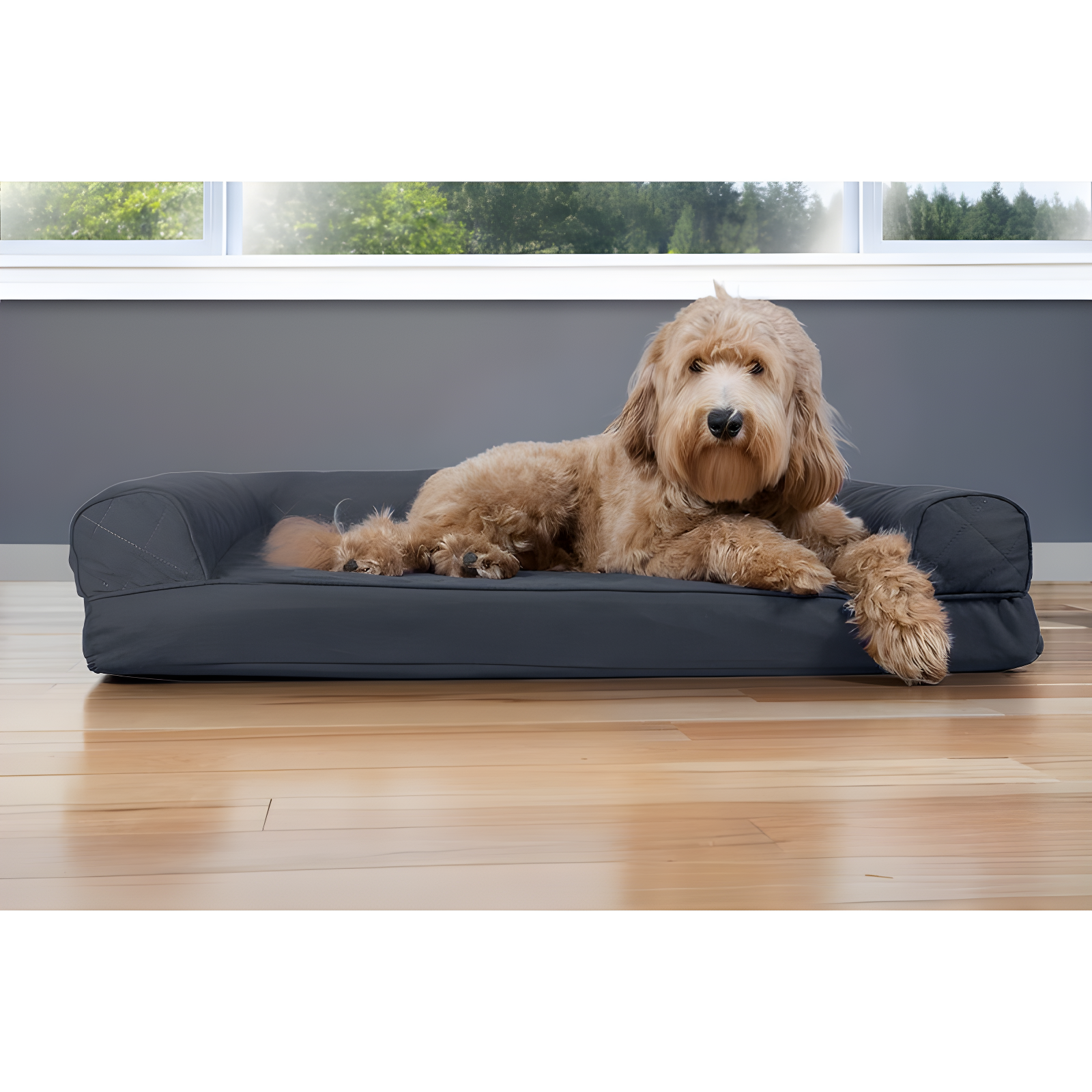 Large Iron Gray Orthopedic Cooling Gel Foam Pet Sofa Bed