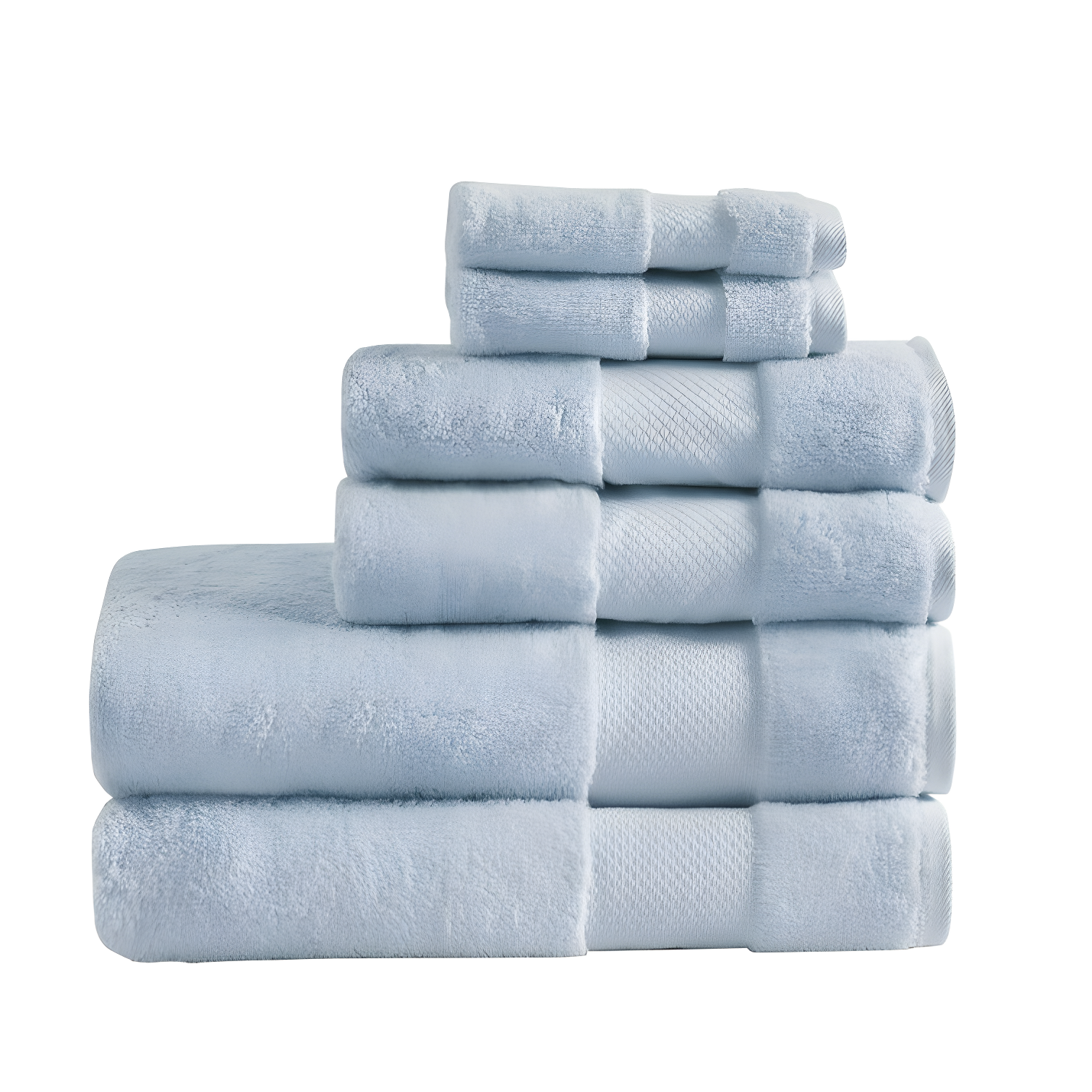 Light Blue Turkish Cotton 6-Piece Bath Towel Set