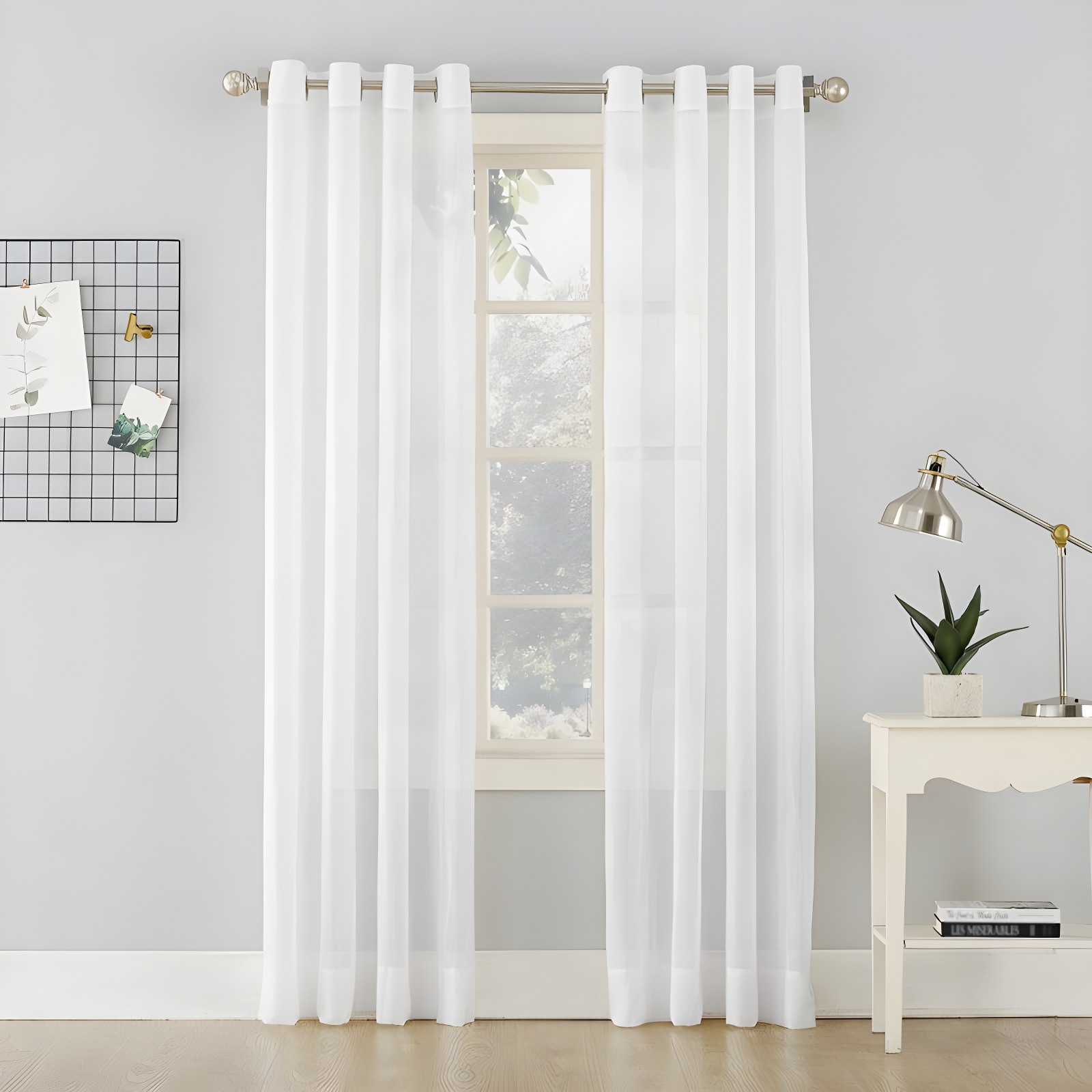 White Sheer Polyester Grommet Curtain Panel 51" x 84"