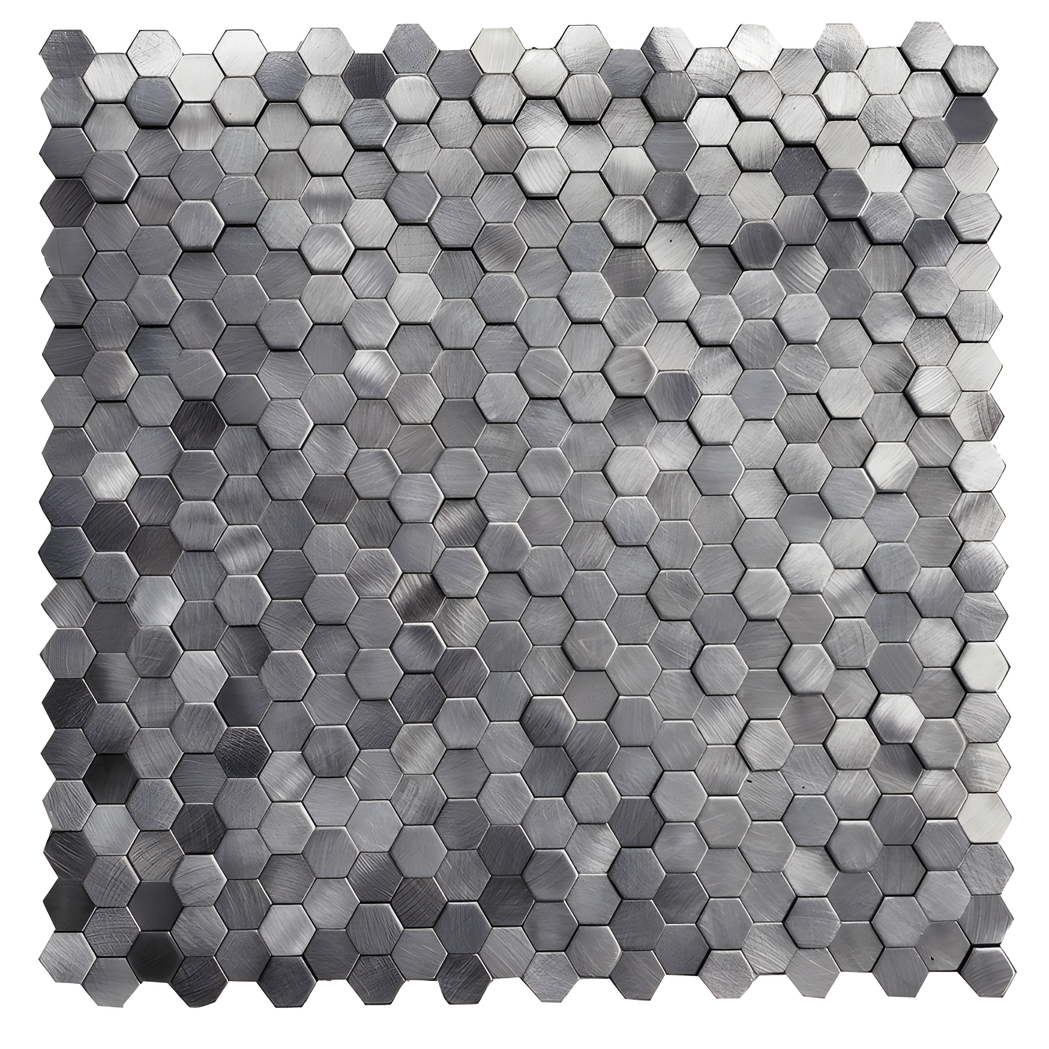 Pewter Brushed Metal Hexagon Peel and Stick Backsplash Tile