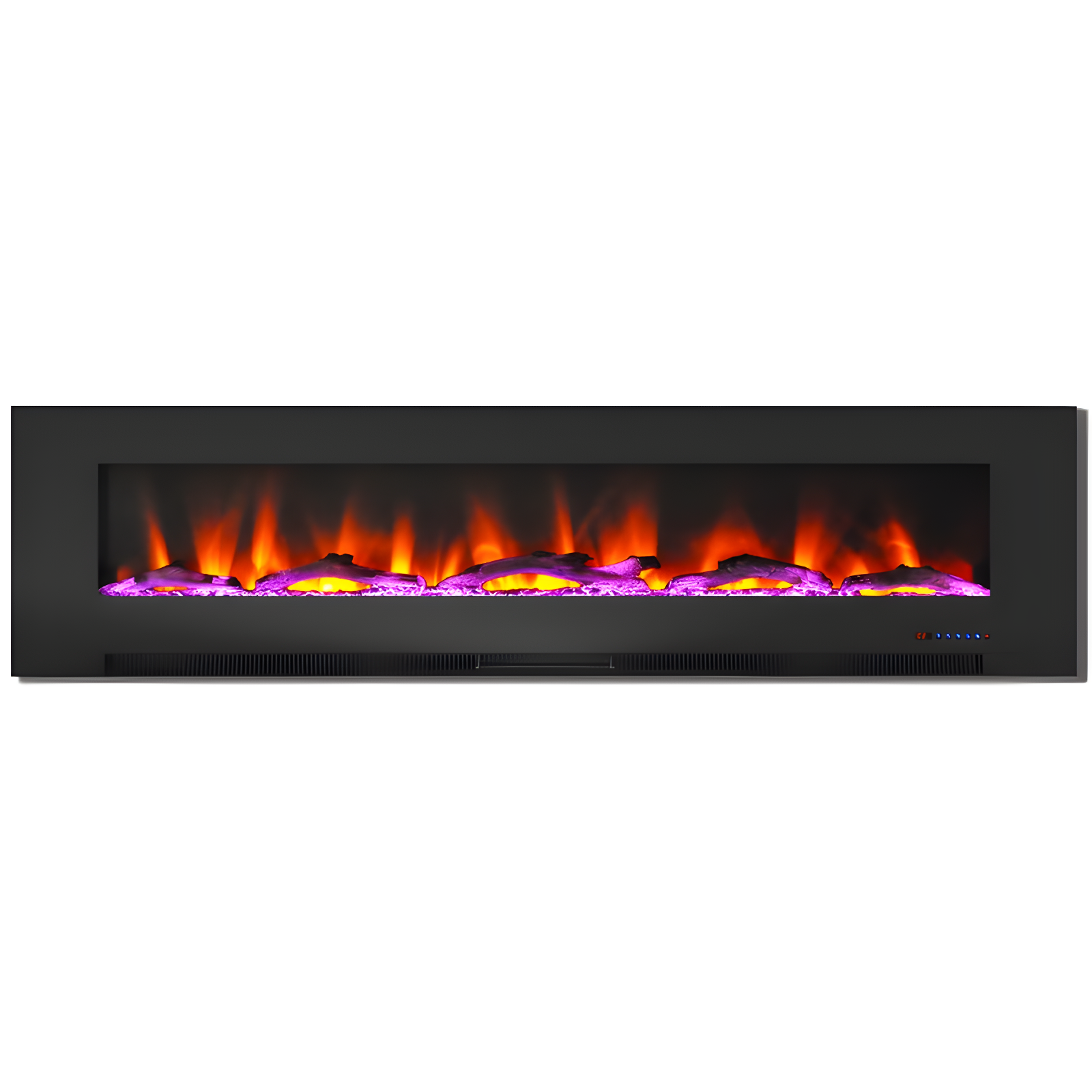 72-Inch Black Wall Mount Electric Fireplace with Multicolor LED Flames