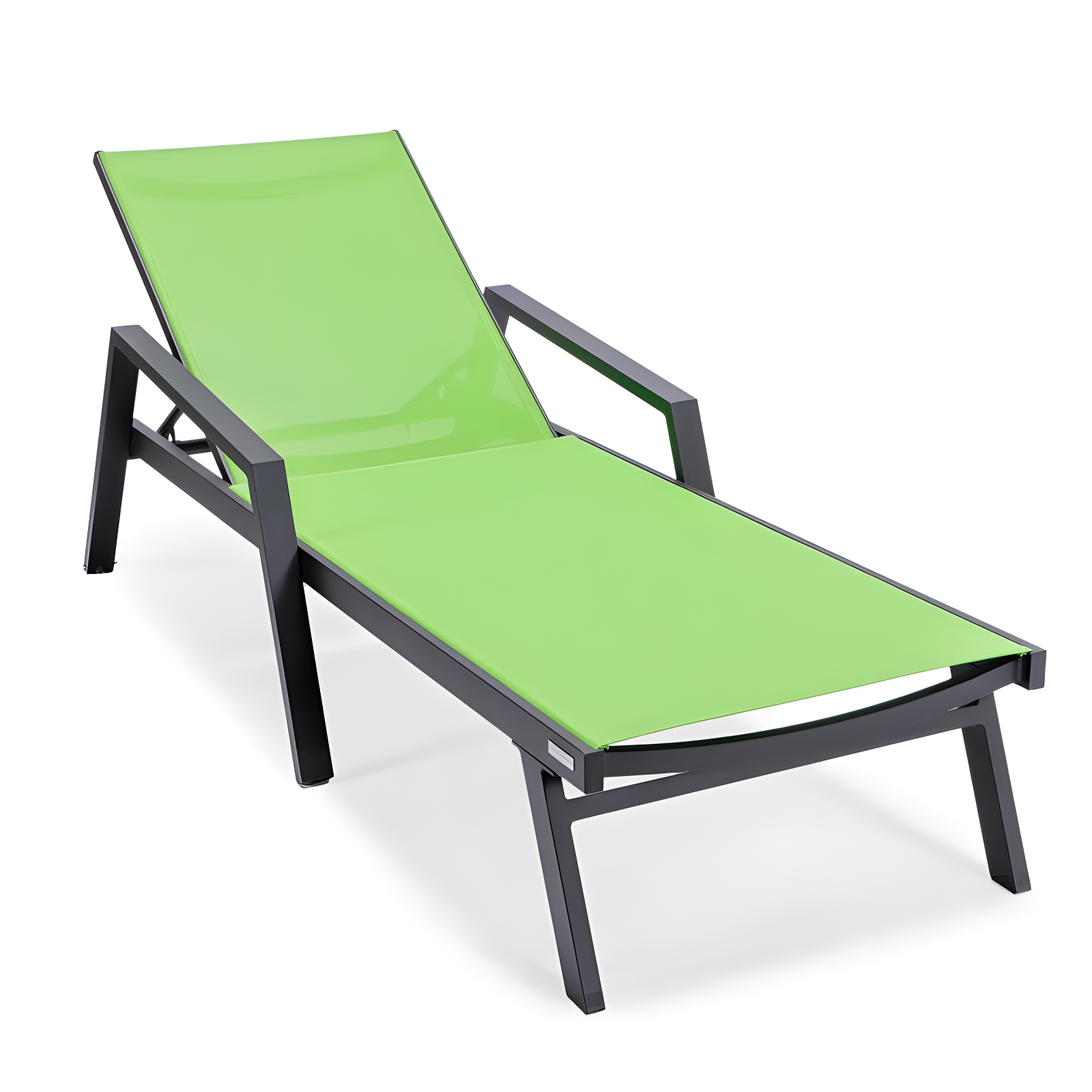 Green Aluminum Patio Chaise Lounge Chair with Armrests