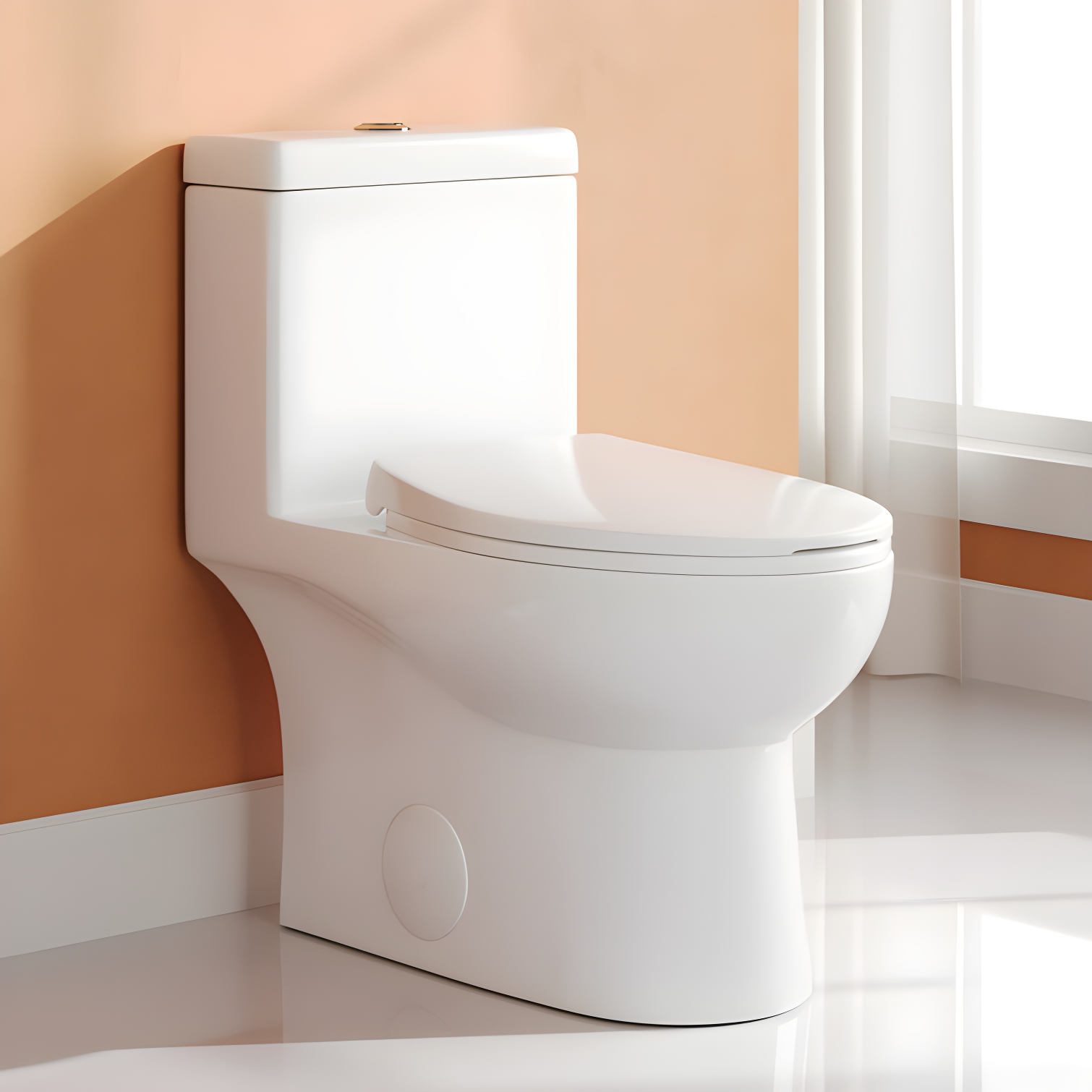 White Ceramic Elongated Dual Flush One-Piece Toilet