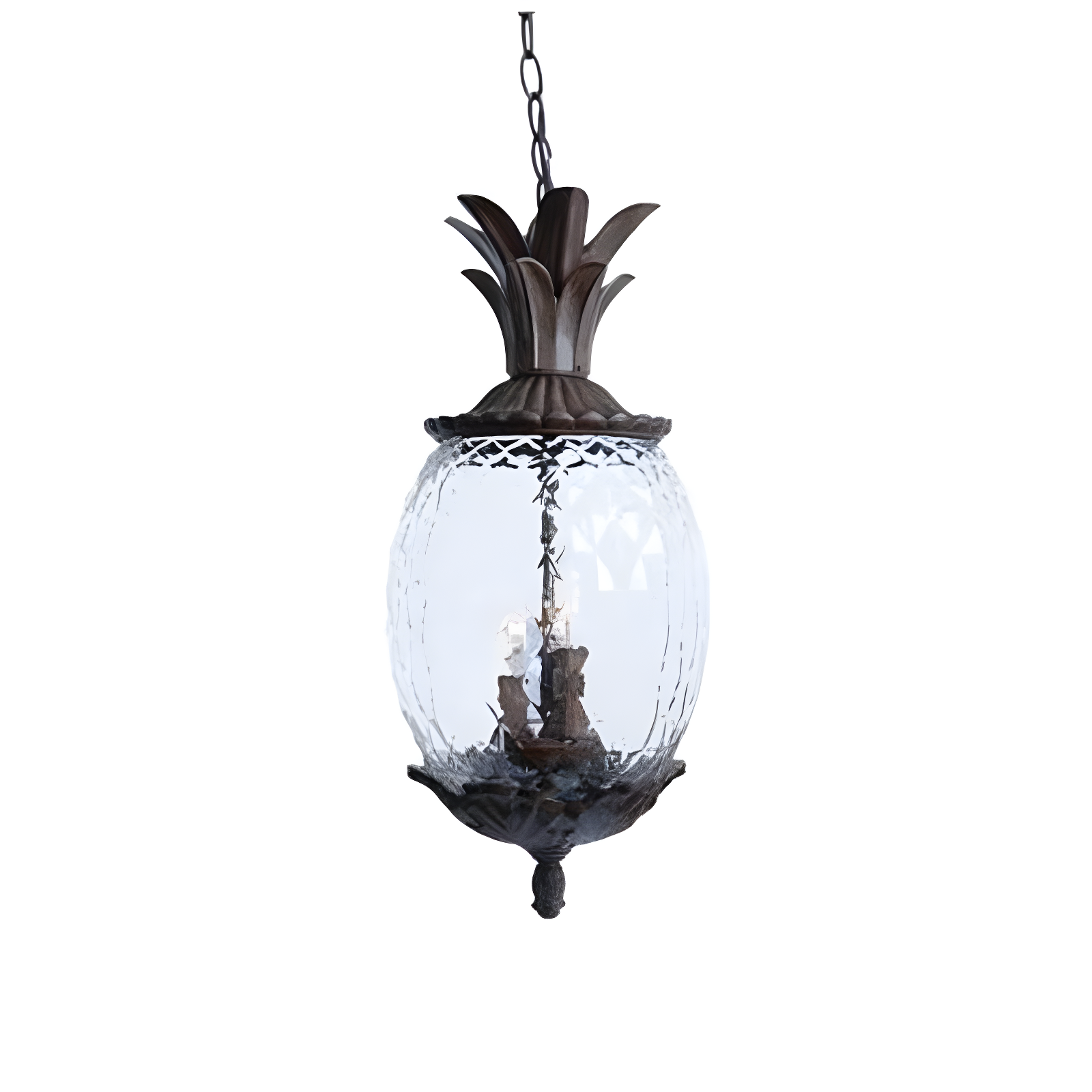 Lanai Black Coral Aluminum Pineapple Outdoor Hanging Lantern