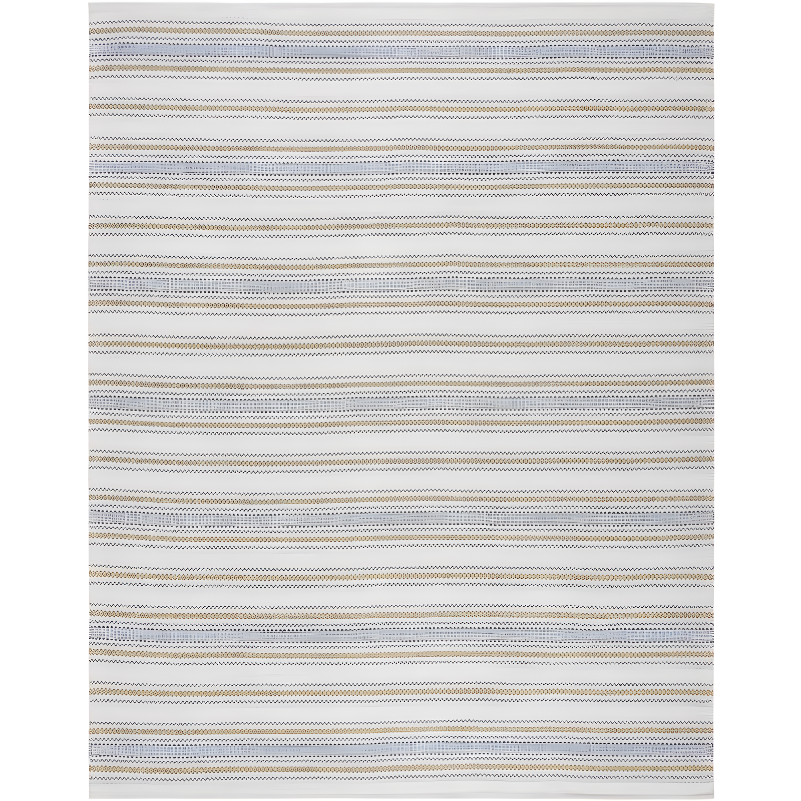 Coastal Breeze Blue and Beige Handwoven Cotton Area Rug, 8' x 10'