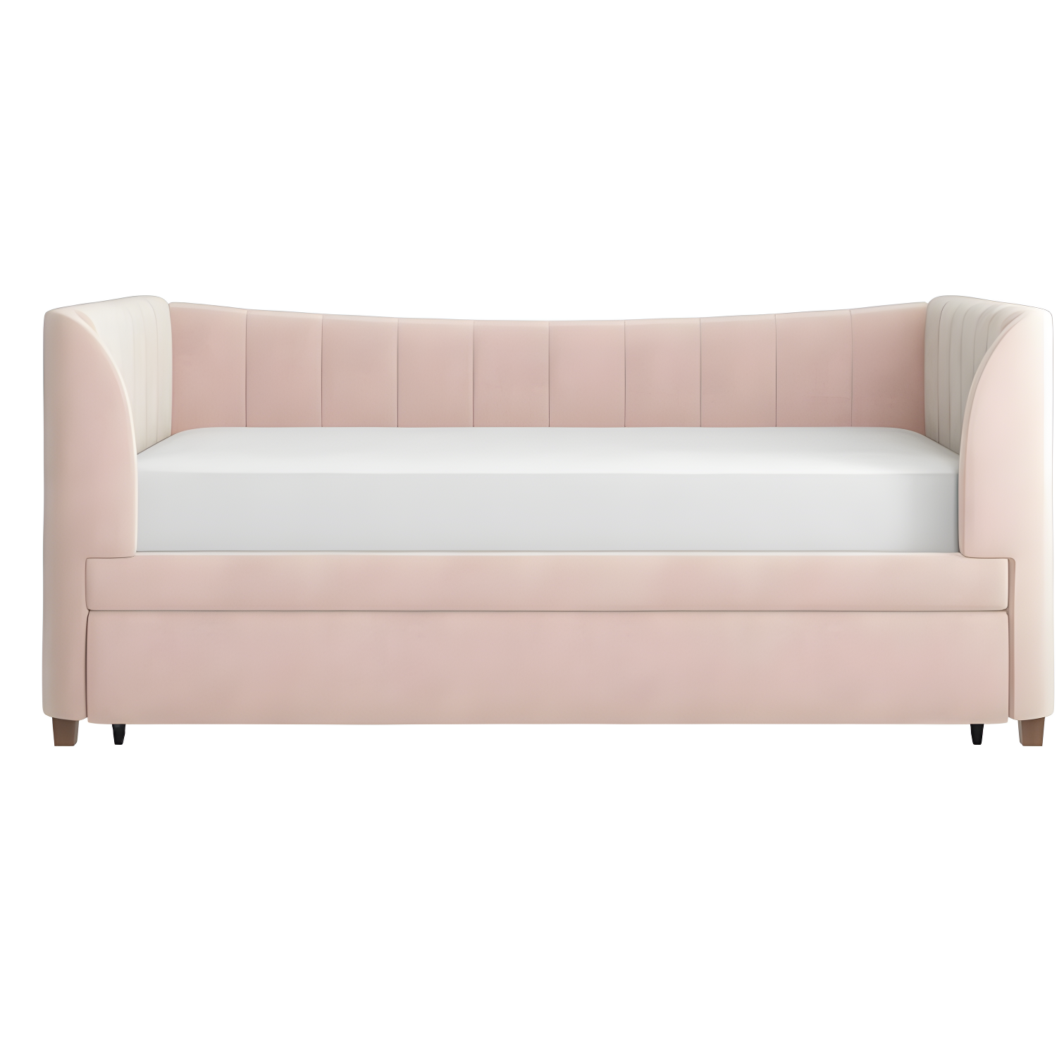 Valentina Elegant Twin Pink Velvet Upholstered Daybed with Trundle