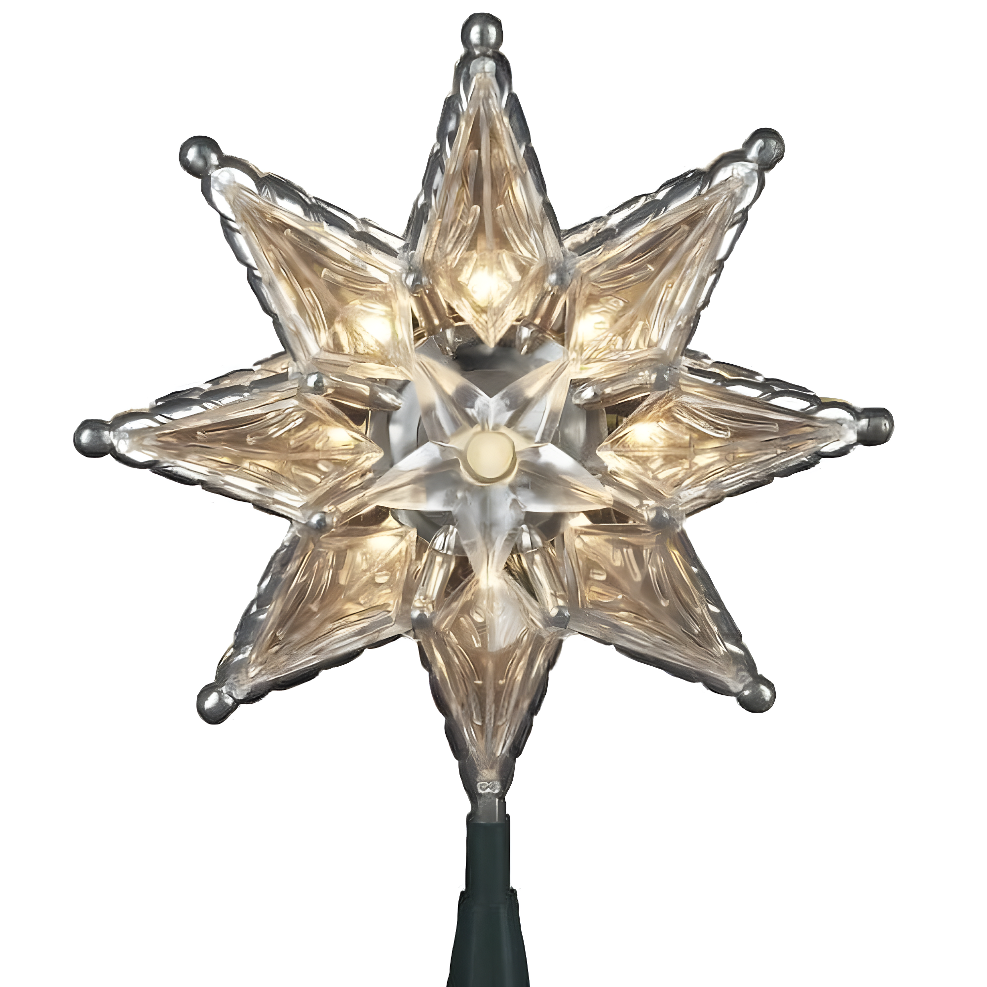 Clear Plastic 10-Light 8-Point Star Christmas Tree Topper