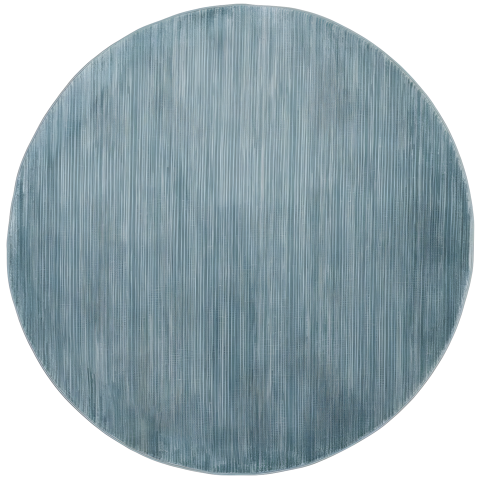 Aqua High Pile Round Synthetic Area Rug