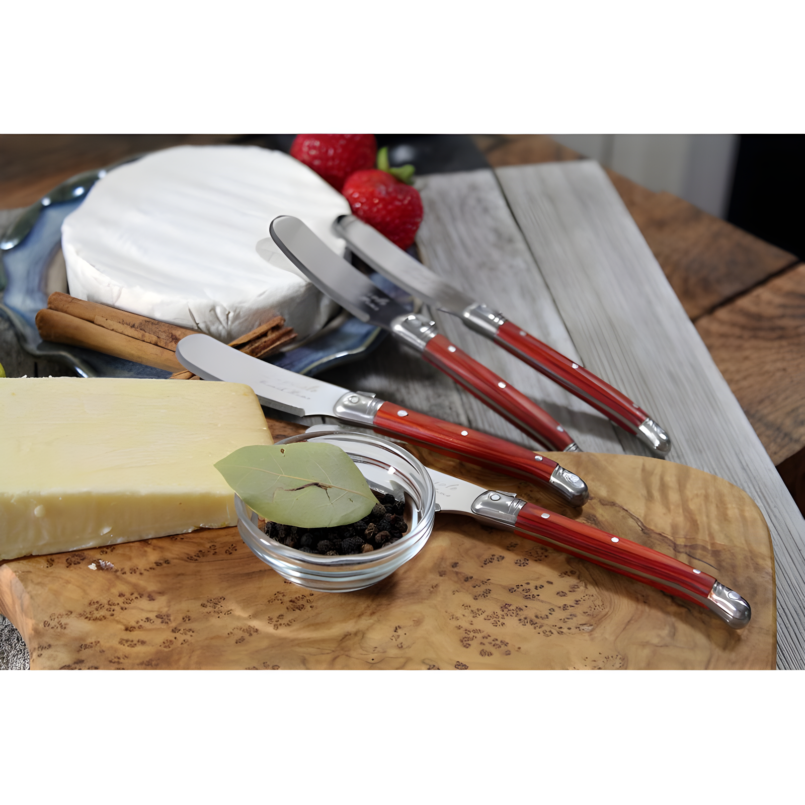 Rustic Stainless Steel Butter Spreaders with Wooden Handle, 8-Piece Set