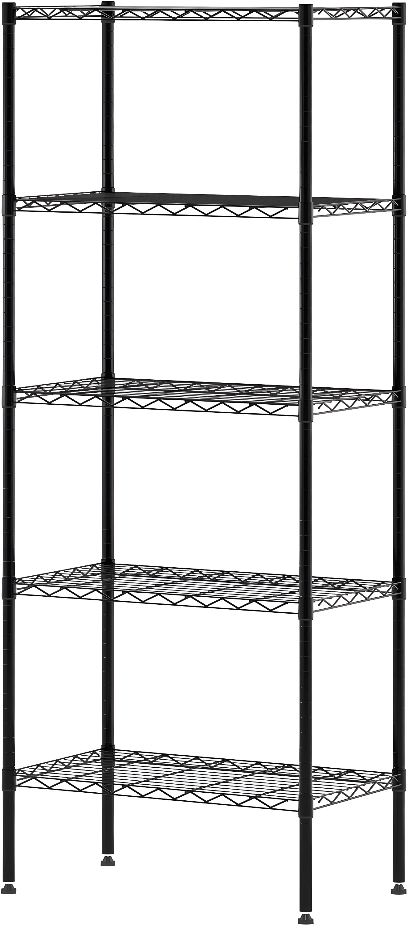 Black 5-Tier Metal Wire Storage Shelf Rack