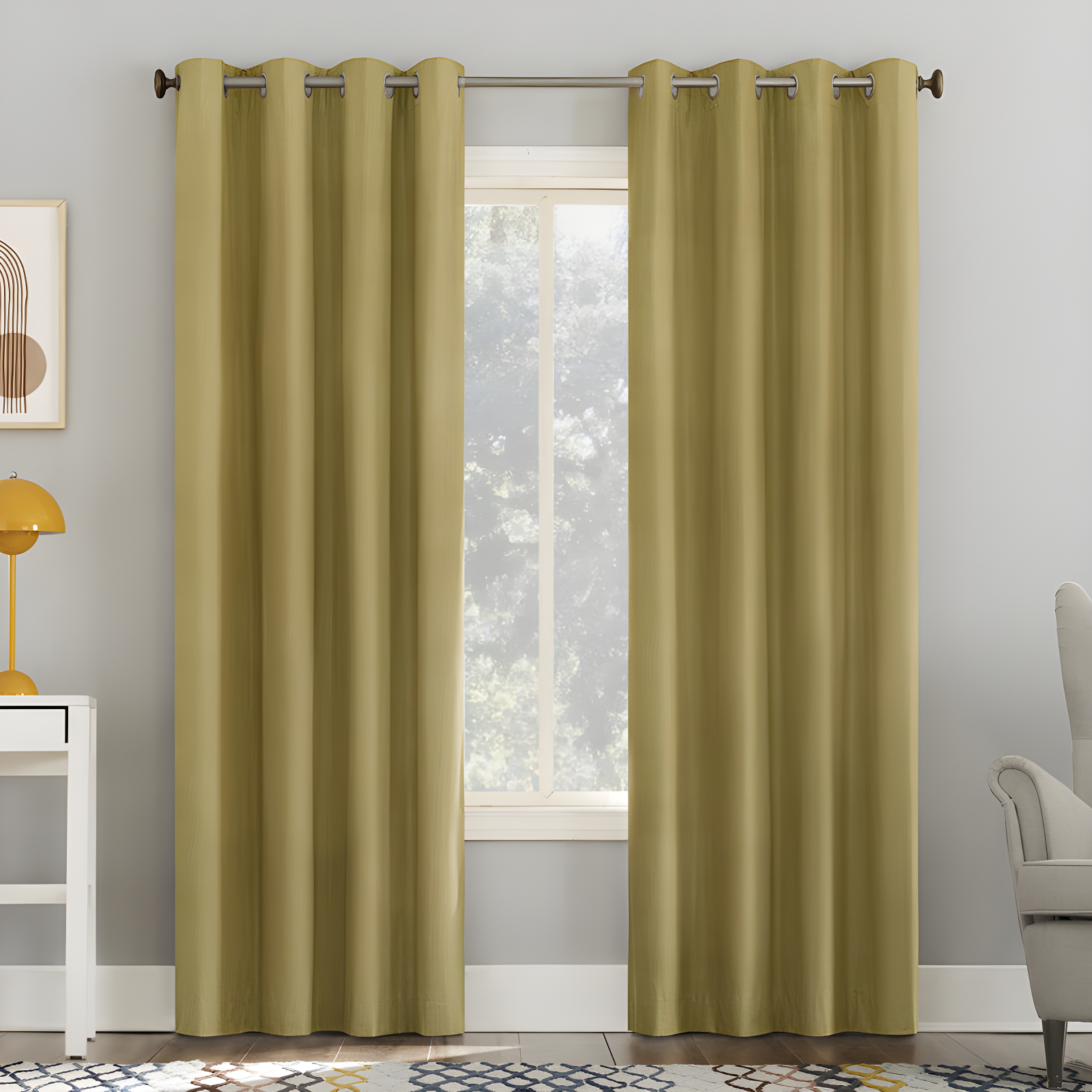 Gold Thermal Insulated Blackout Grommet Curtain Panel 50"x95"