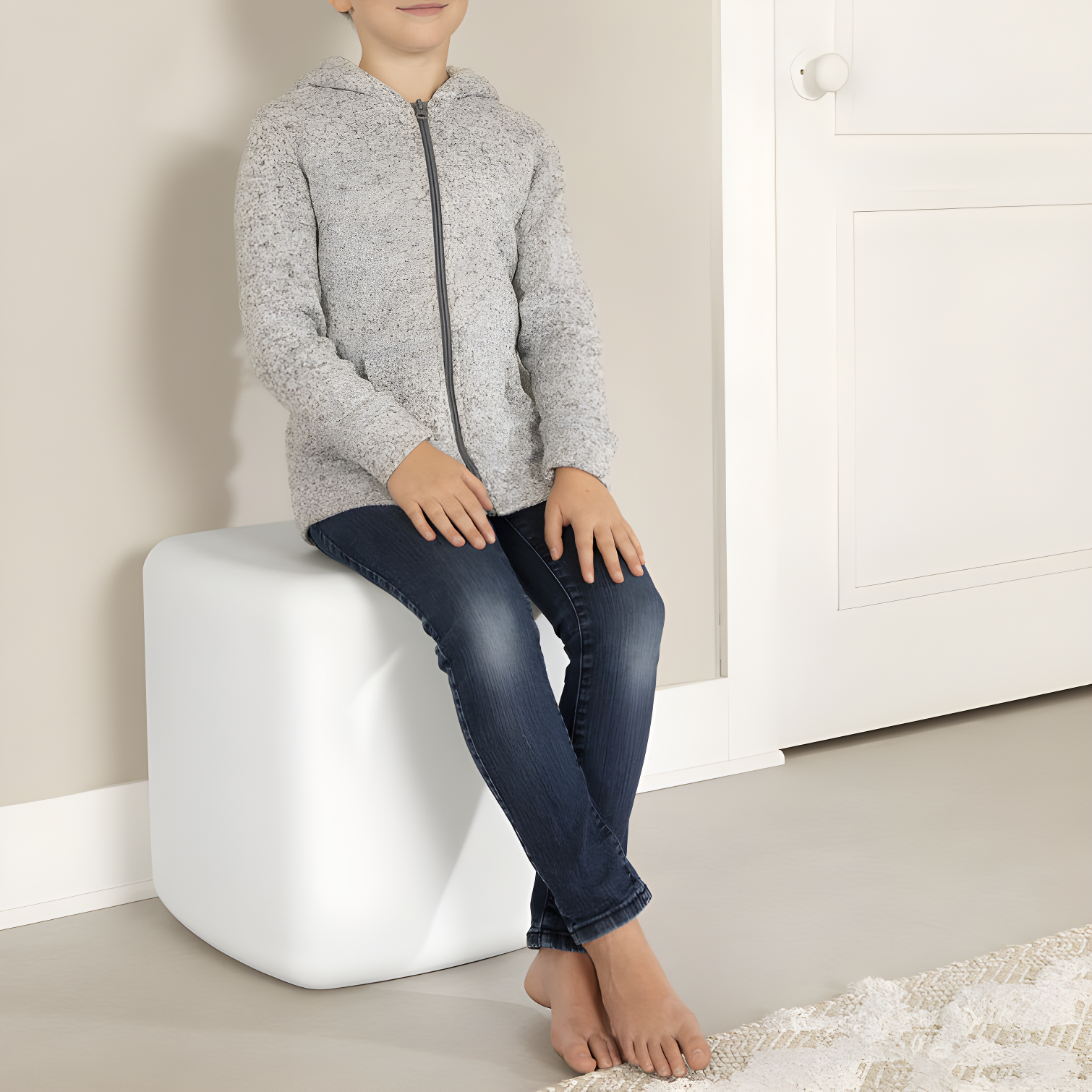 Sweedi White 16'' Polyethylene Kids Stool and Table