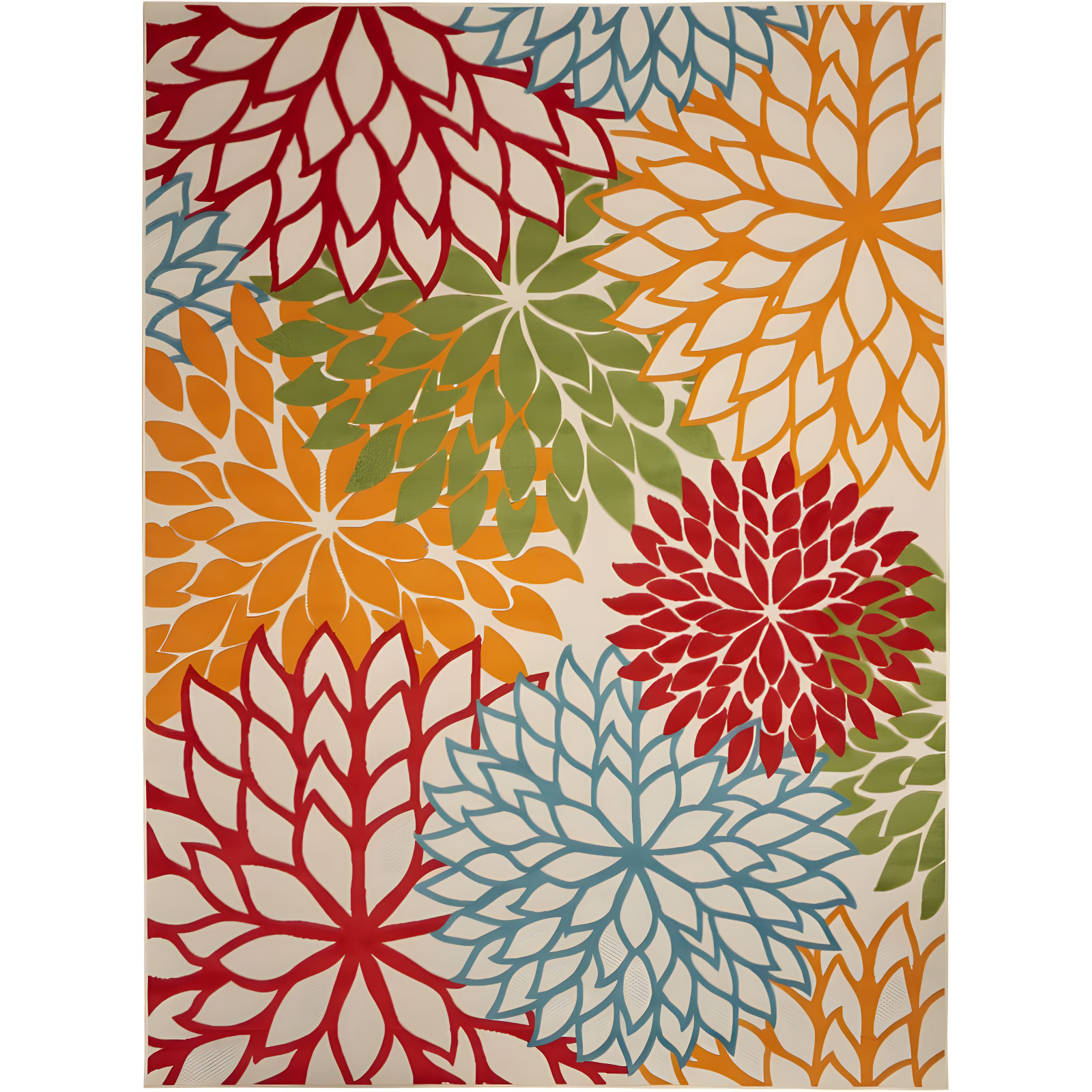 Sunny Aloha XXL Green and Yellow Floral Outdoor Rug