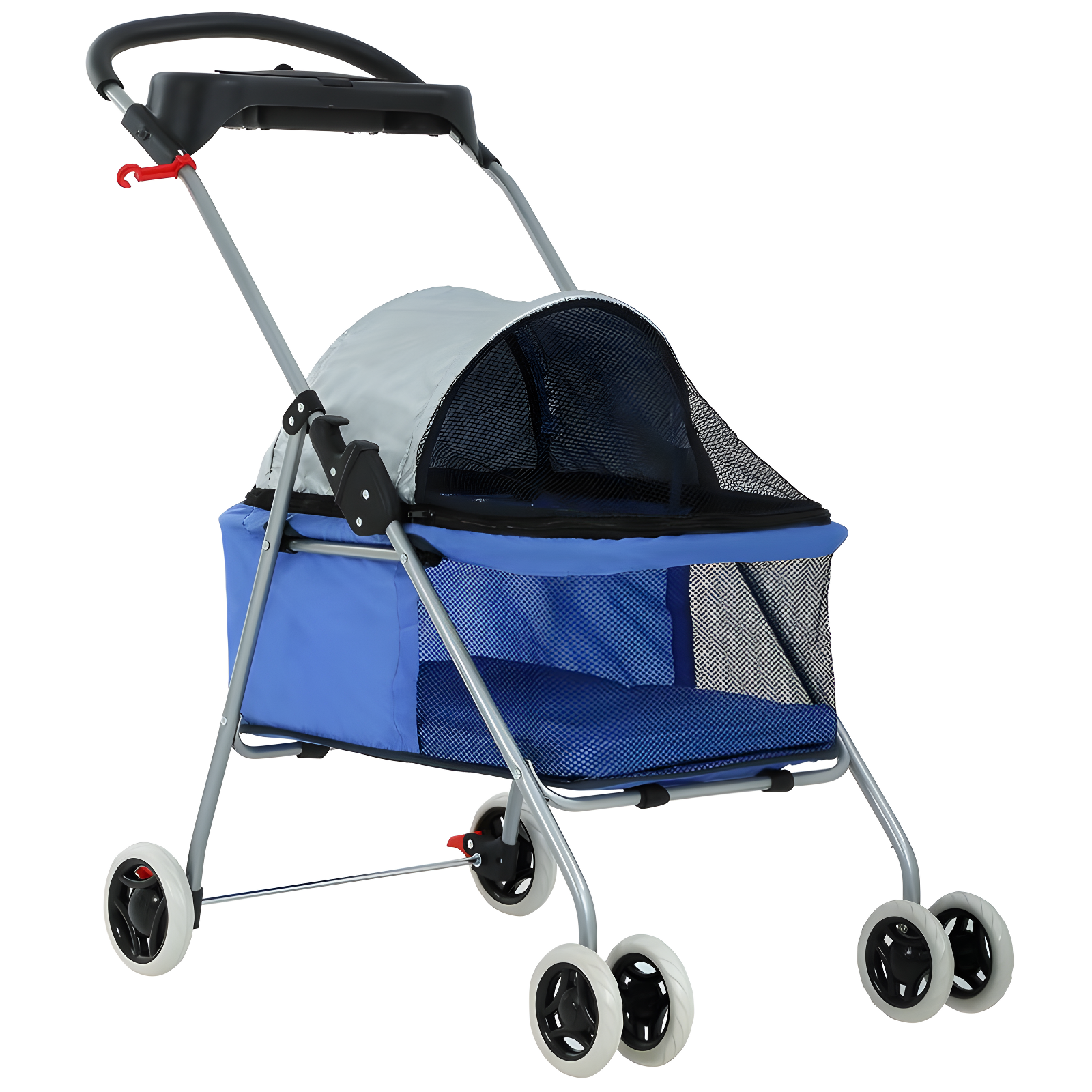 Blue Folding Waterproof Pet Stroller with Cup Holder