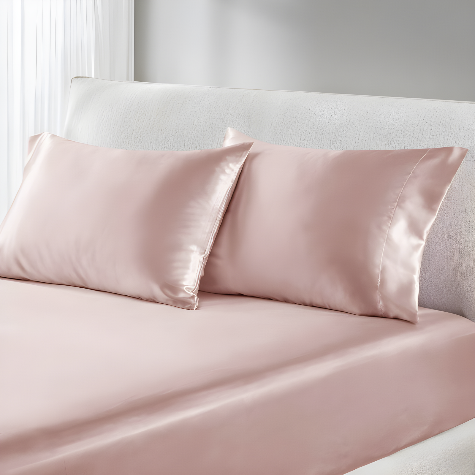 King Blush Satin Luxury Pillowcase Set