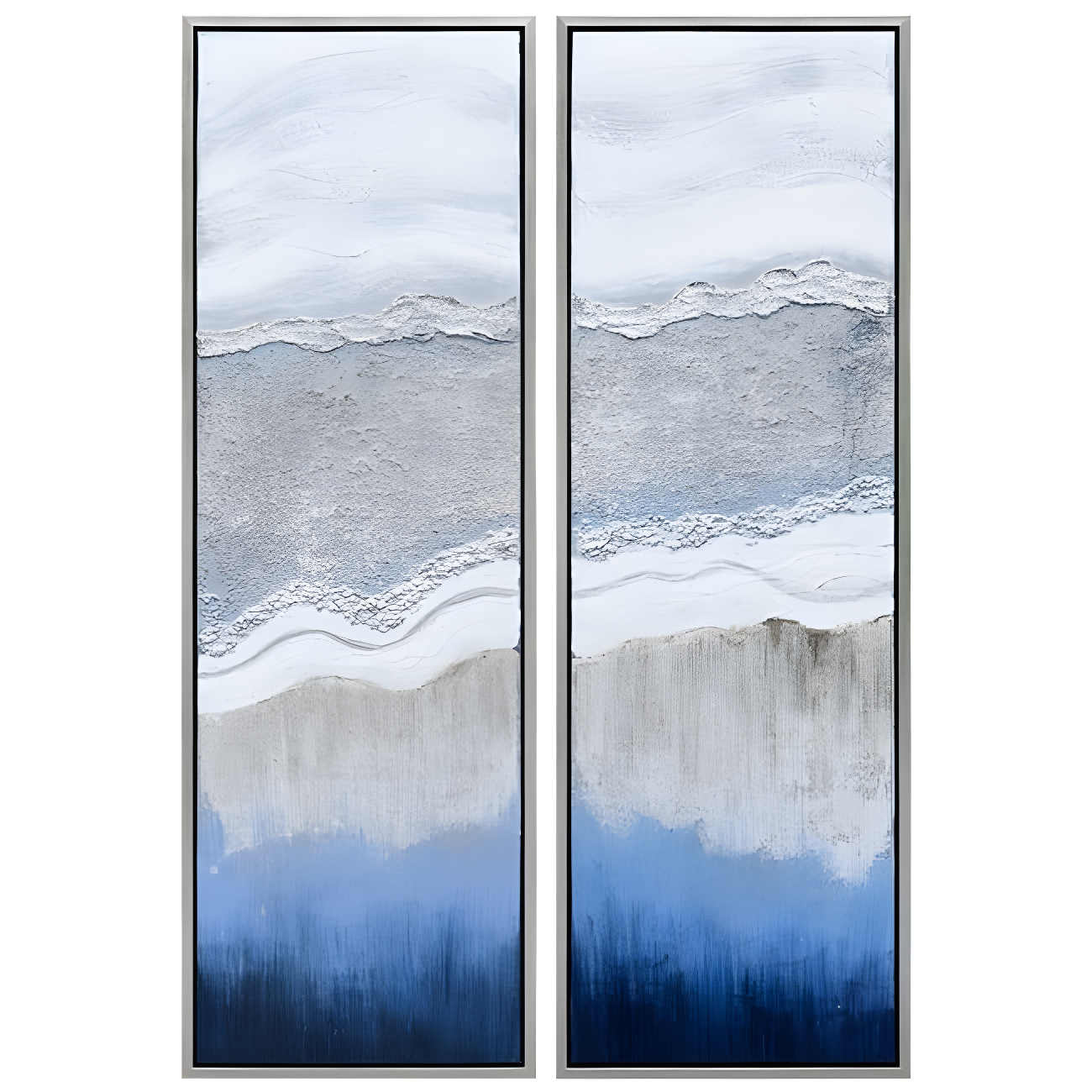 Empire Art Direct Blue and Silver Textured Diptych Wall Art