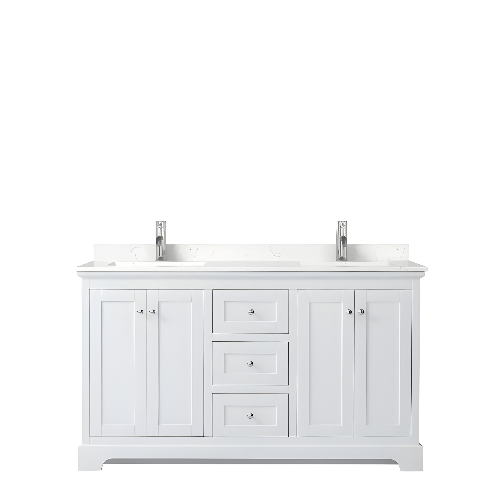 Avery 60'' White Double Vanity with Marble Top