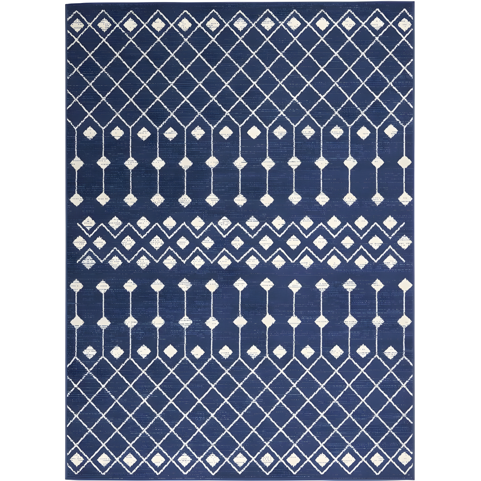 Navy Geometric 6' x 9' Hand-Knotted Synthetic Area Rug