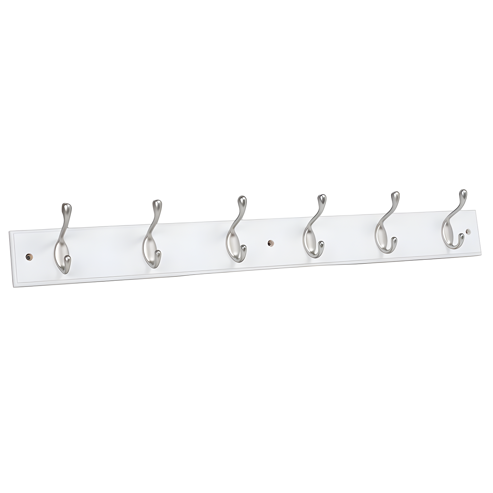 White Wall-Mounted Coat Rack with Satin Nickel Hooks