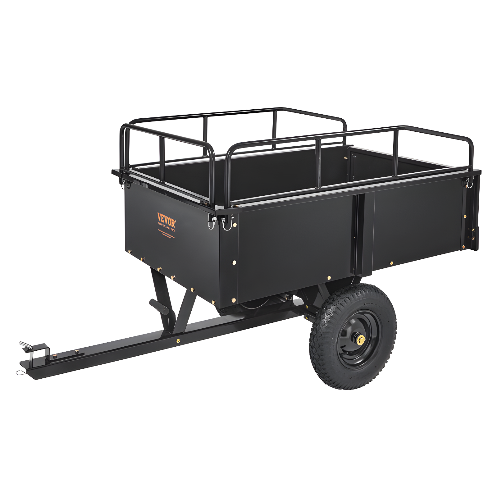 VEVOR Black Steel Heavy Duty Utility Dump Cart with Removable Sides