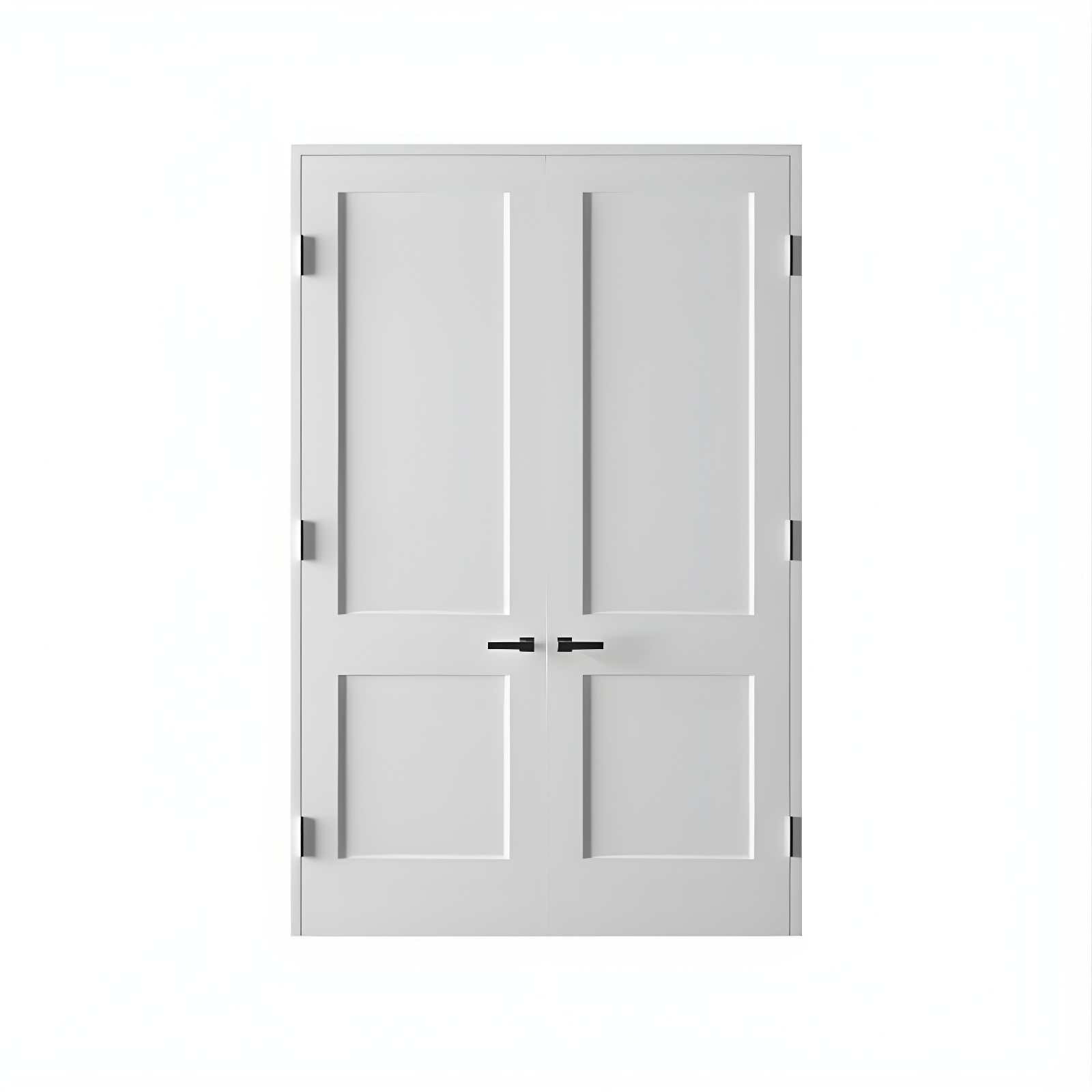 White Solid Core French Door with Oil Rubbed Bronze Hinges