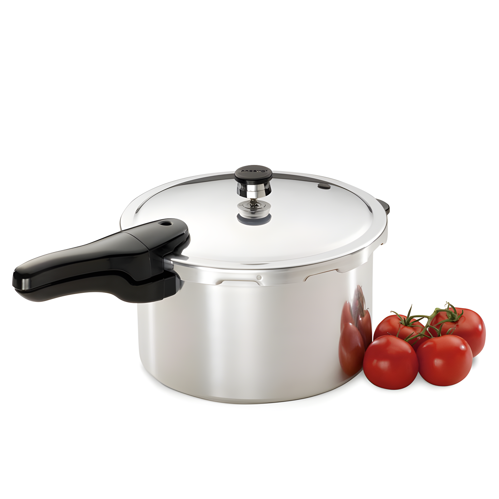 8-Quart Silver Aluminum Pressure Cooker with Black Handle