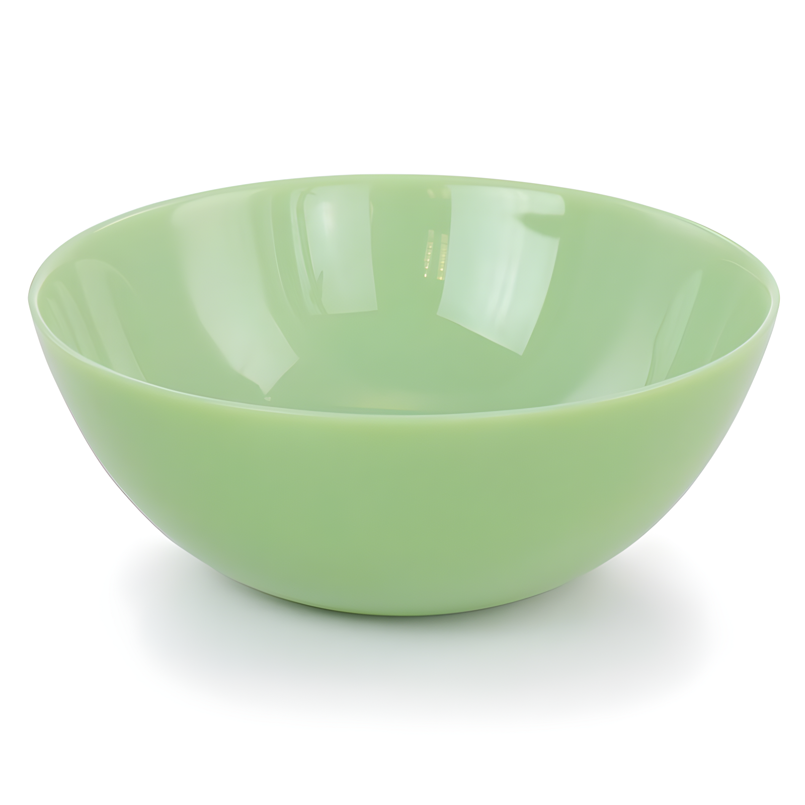 Jade Green Glossy Jadeite Glass Serving Bowls, Set of 2