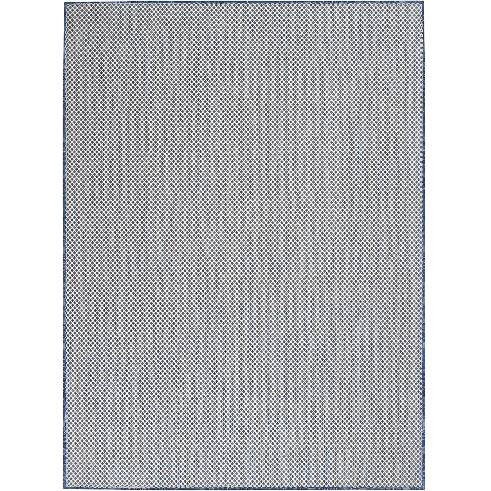 Ivory Blue Geometric Easy-Care Synthetic 4' x 6' Rug