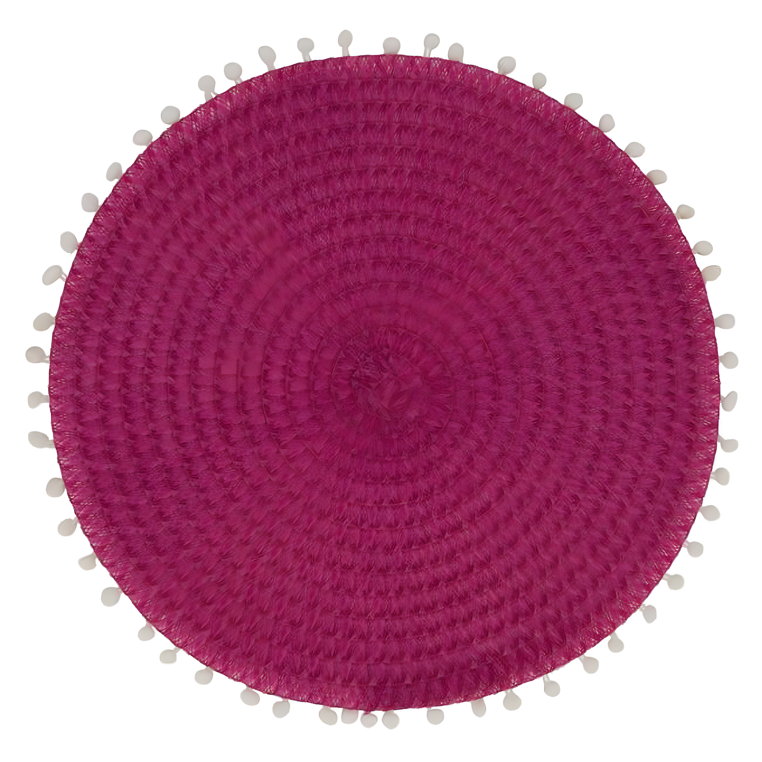 Fuchsia Round Pom Pom Edge Placemats, Set of 4