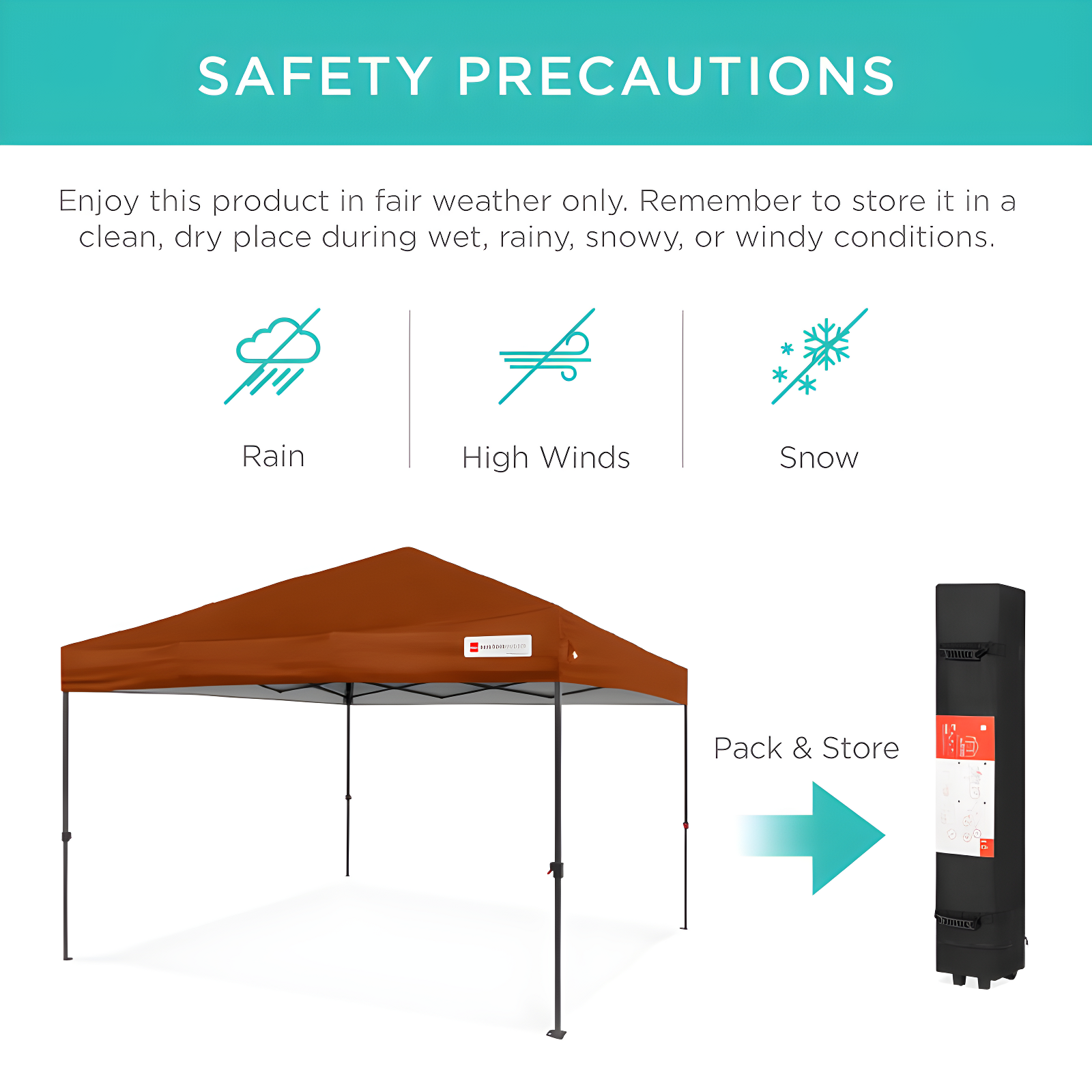 Rust 10x10ft Easy Setup Pop Up Canopy with Wheeled Case