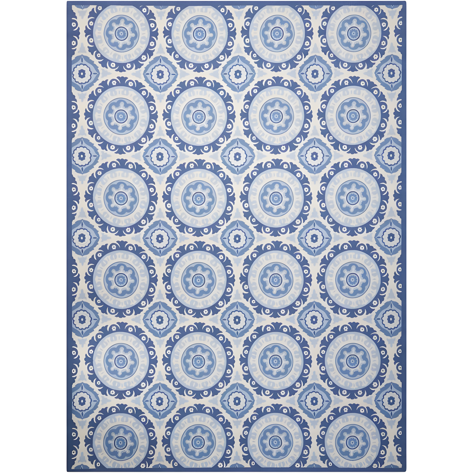 Elysian Navy Medallion Tufted 5'3" x 7'5" Synthetic Area Rug