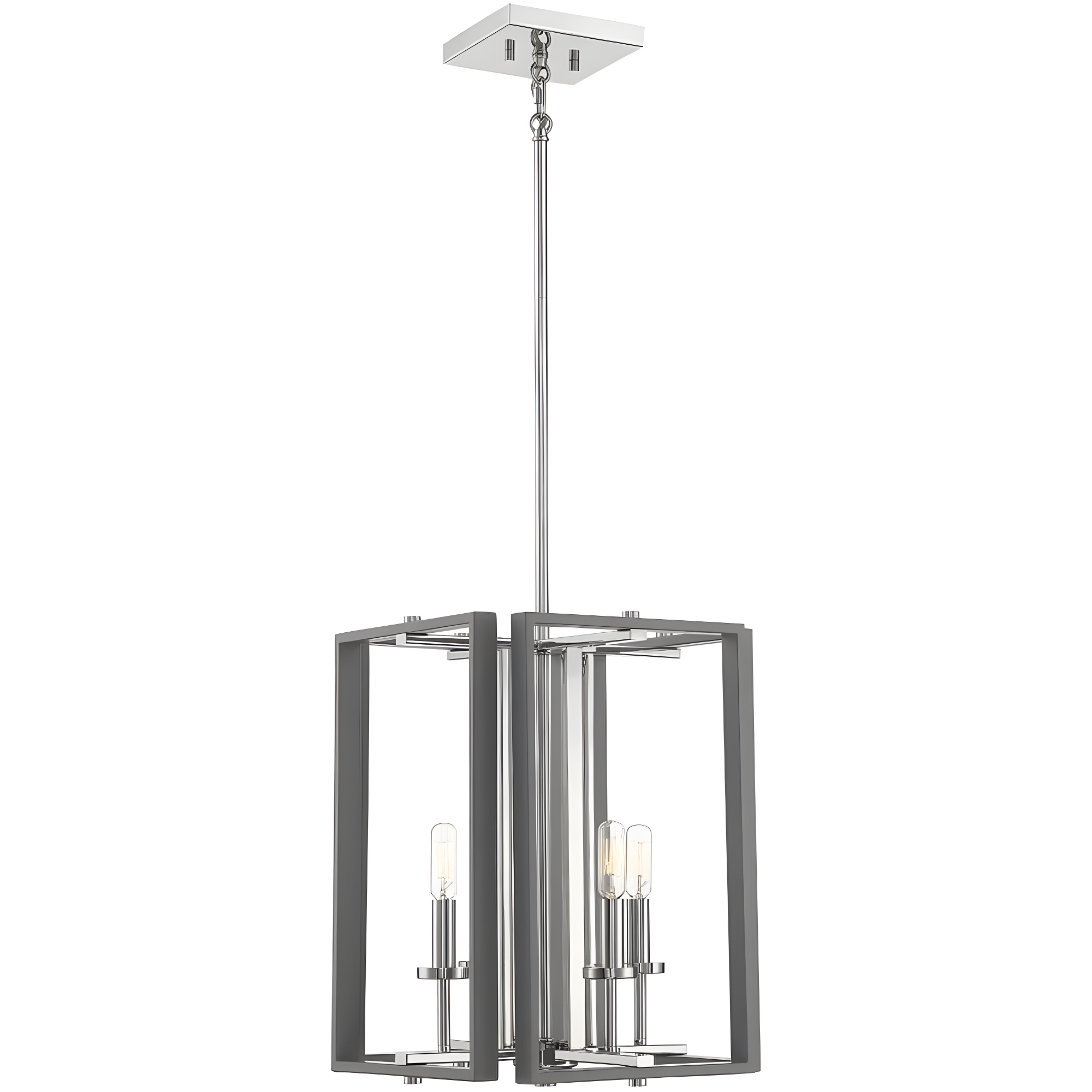 Champlin 4-Light Gray and Polished Nickel Pendant