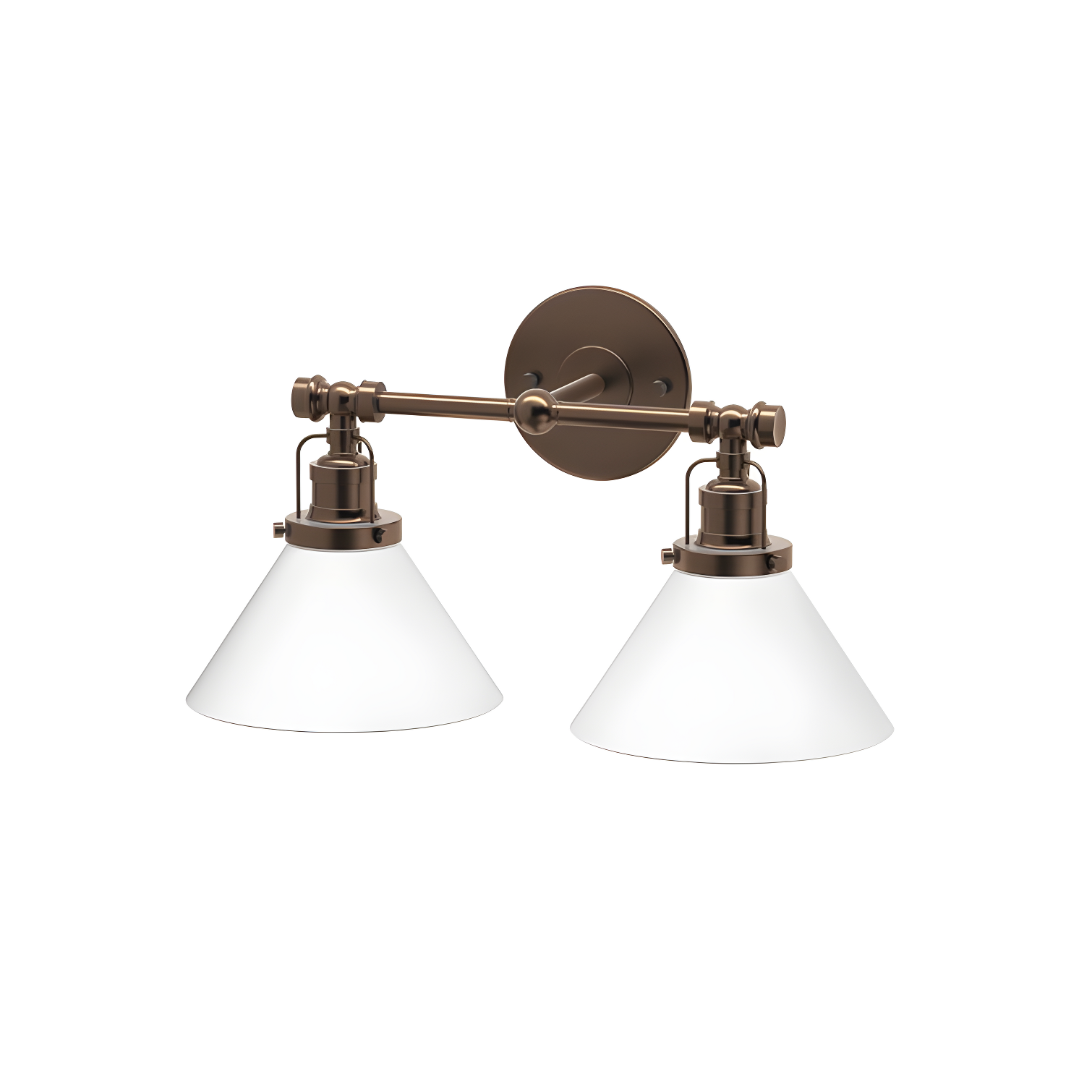 Café Double Sconce Vanity Light in Rustic Bronze with Frosted Shades