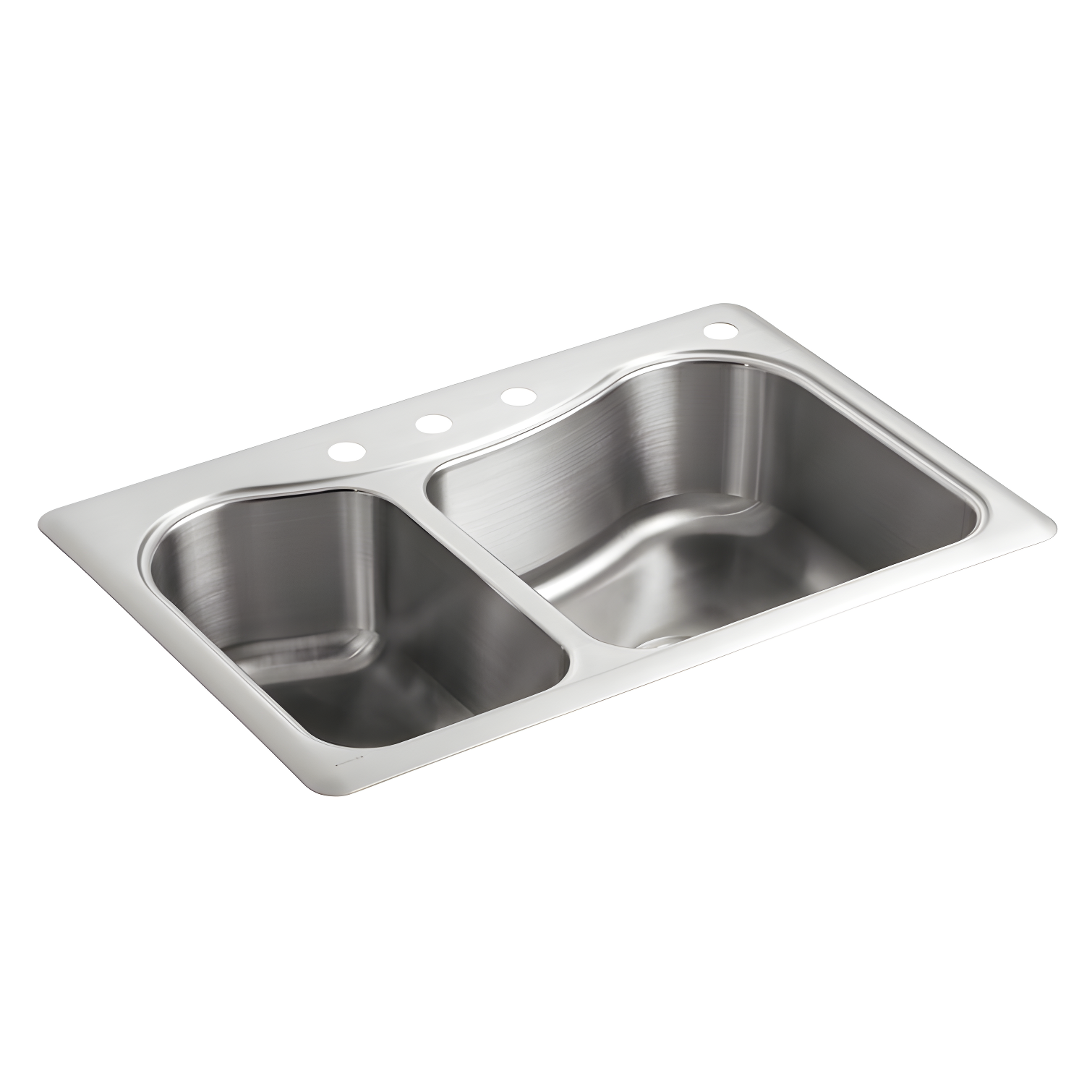 Staccato 33" Stainless Steel Double Bowl Drop-In Kitchen Sink