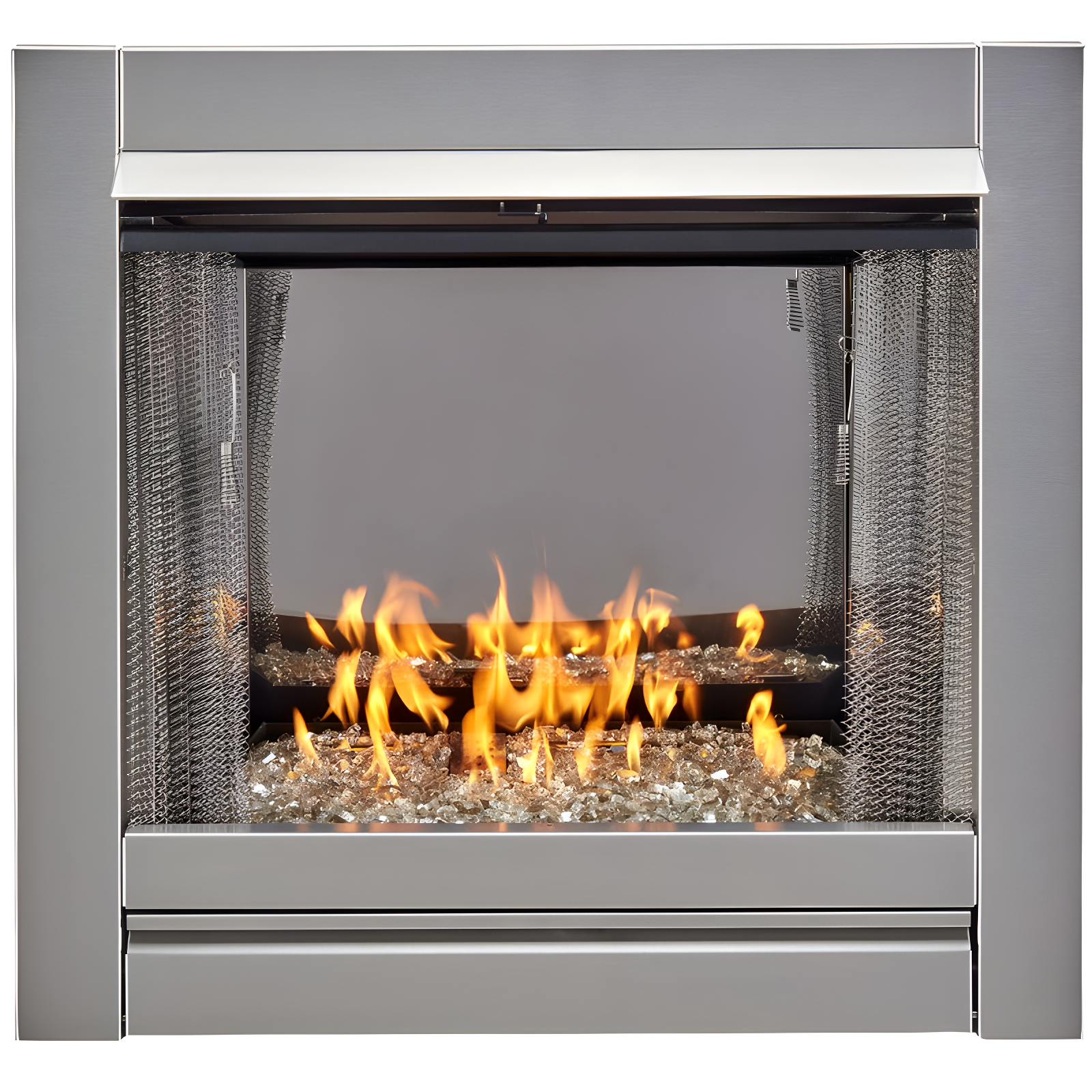 Stainless Steel Outdoor Gas Fireplace with Crystal Fire Glass