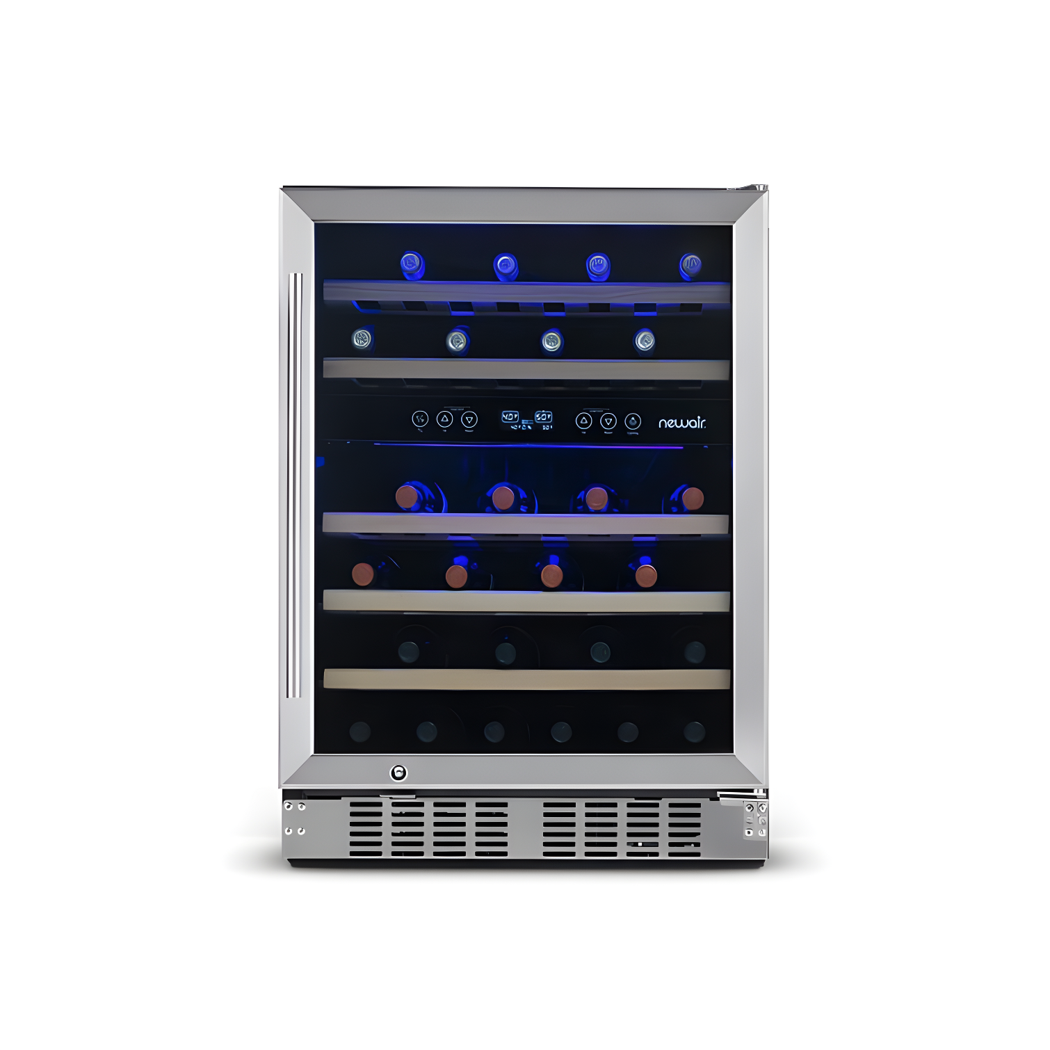 Stainless Steel Dual Zone 46 Bottle Wine Refrigerator with Beechwood Shelves