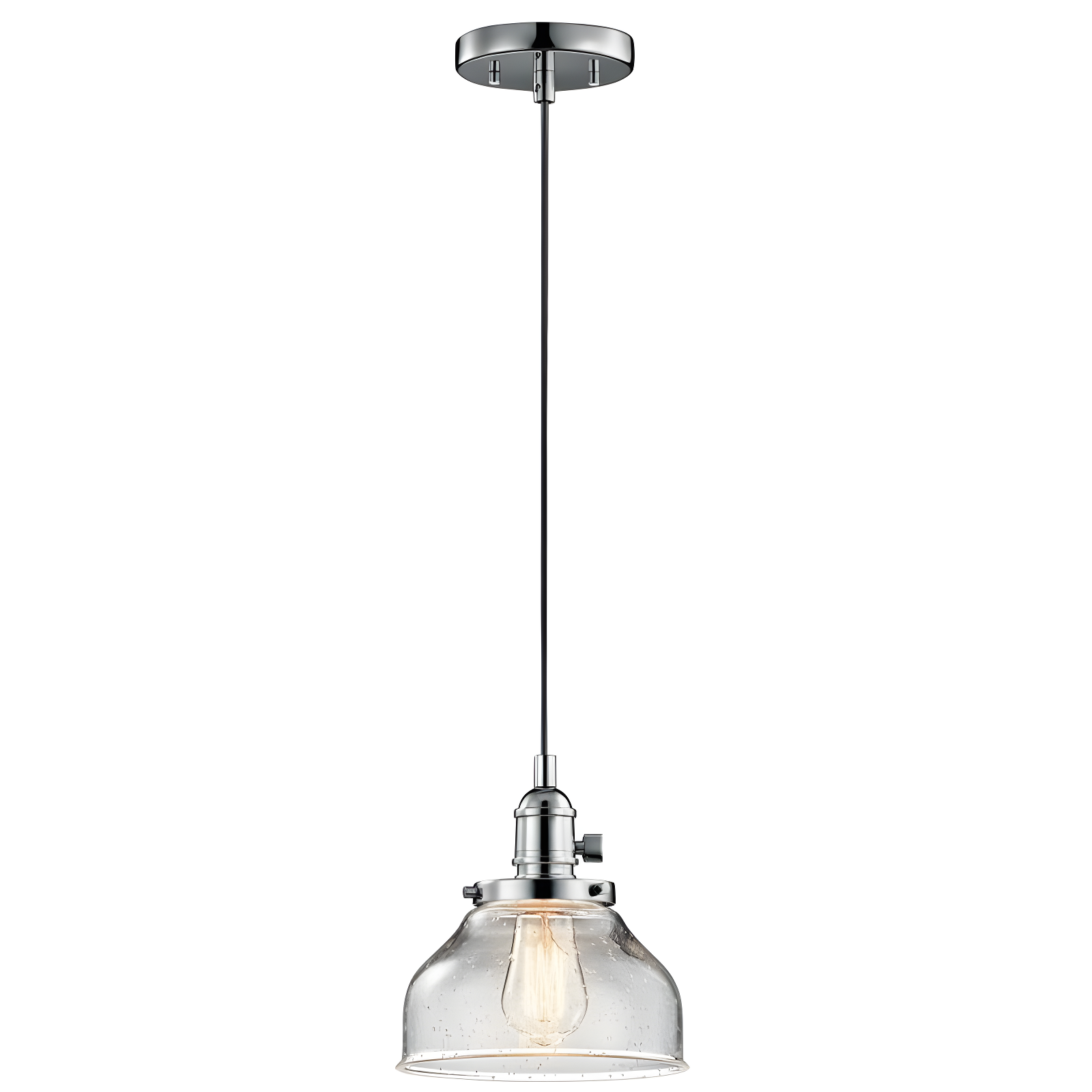 Avery Mini Pendant Light with Clear Seeded Glass, Chrome Finish