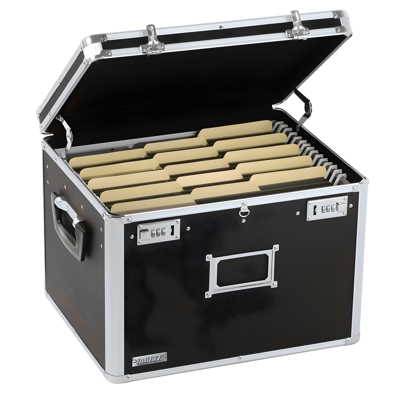 Black Aluminum Hinged Lid File Storage Box with Locks