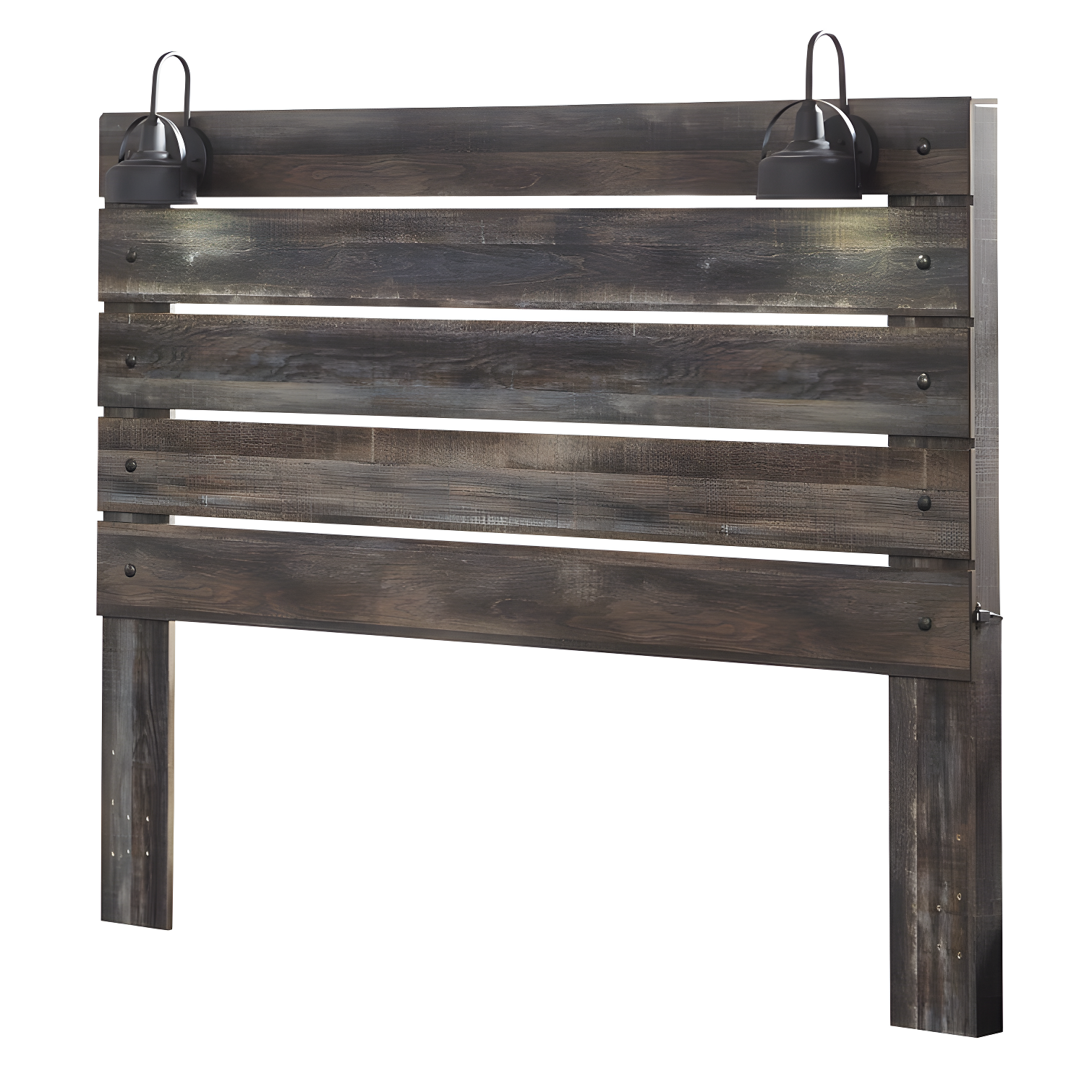 Rustic King Storage Bed with USB Charging, Brown Wood