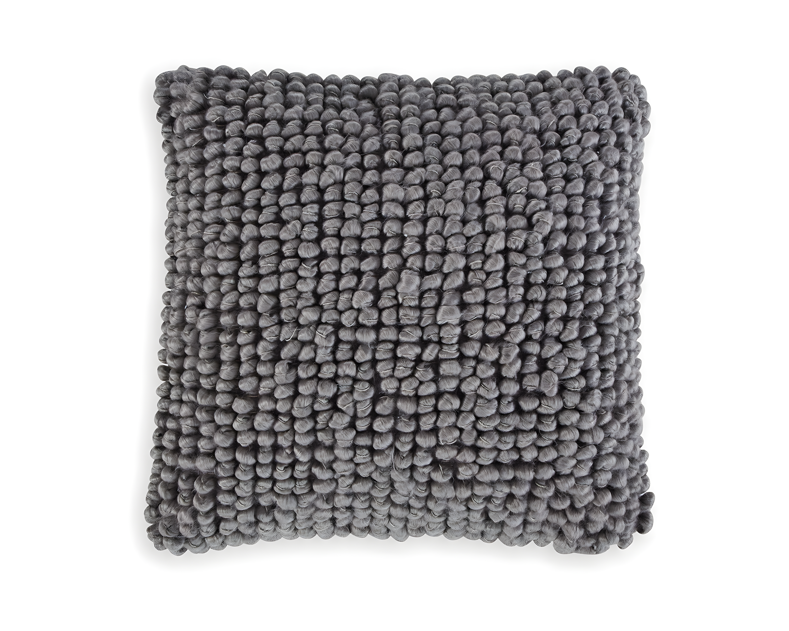 Gray Looped Wool Blend 19'' Square Throw Pillow