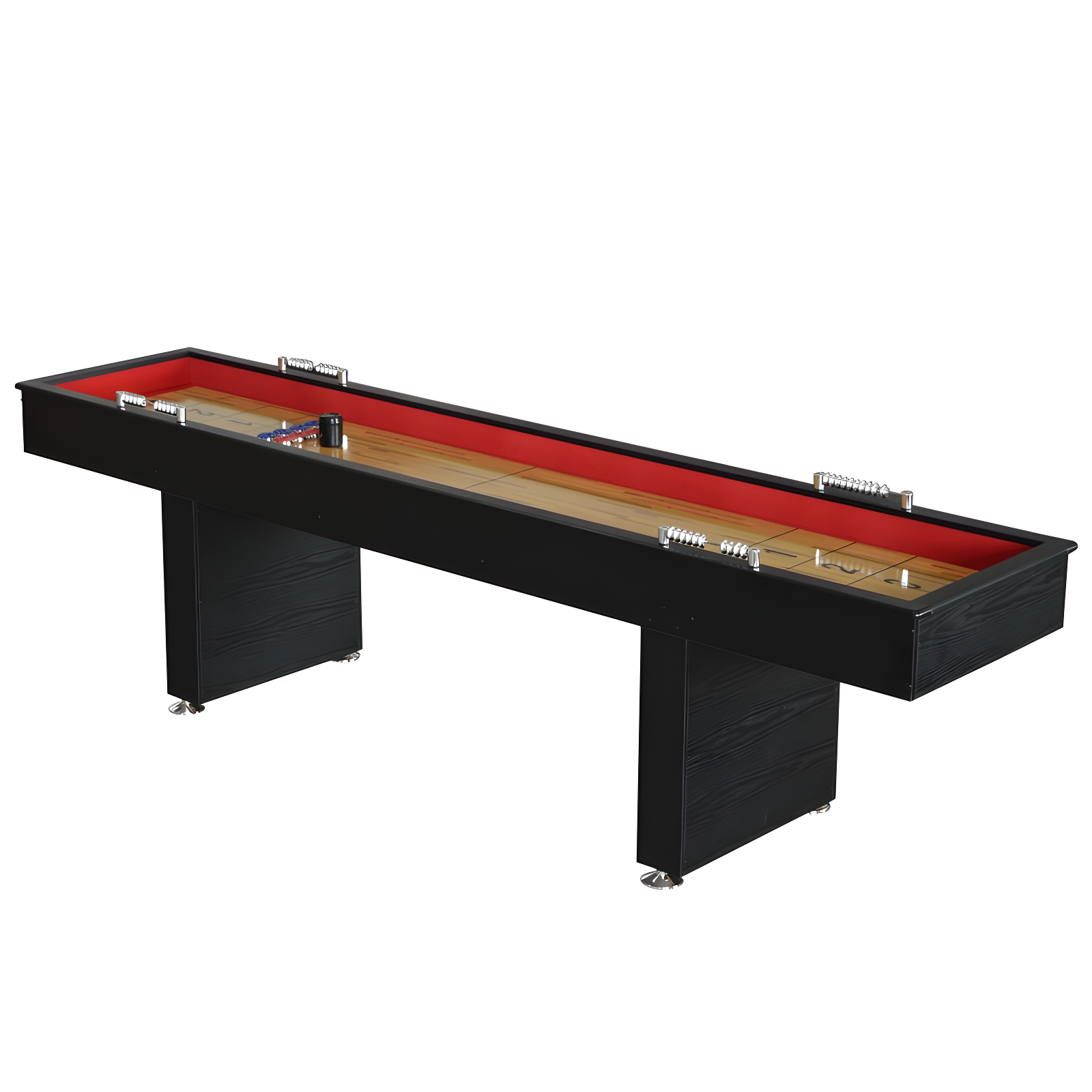 Avenger 9-Foot Black Wood Shuffleboard Table with Poly-Coated Playfield